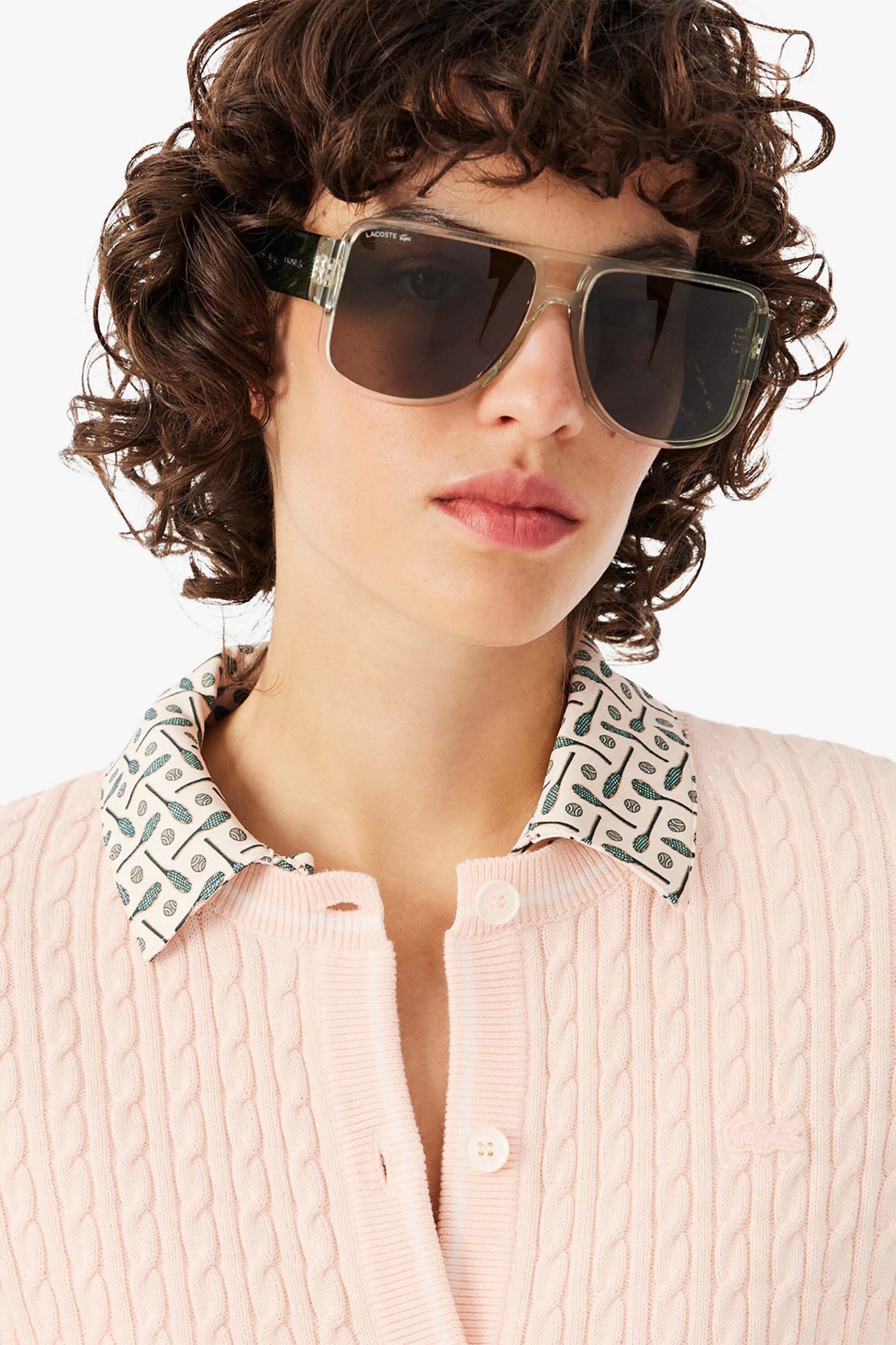 LACOSTE Lacoste γυναικεία πλεκτή ζακέτα με cable knit pattern και κεντημένο λογότυπο Regular Fit - AF9872 Ροζ Ανοιχτό - 2