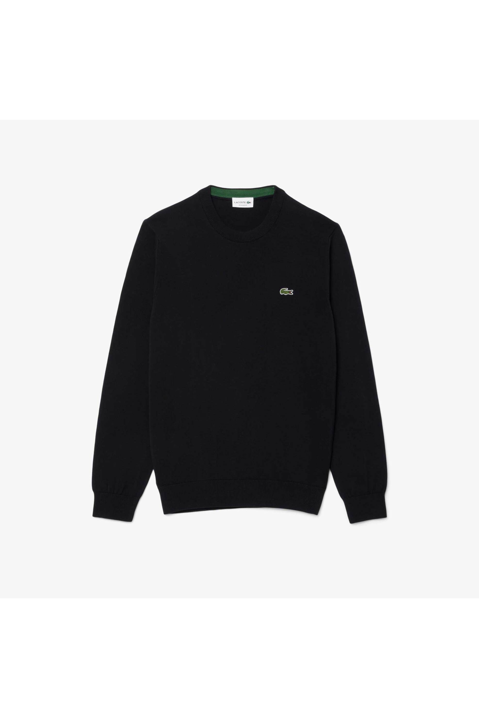 Lacoste Ανδρικό Πουλόβερ με Κεντημένο Λογότυπο Regular Fit - Ah1985 Μαύρο