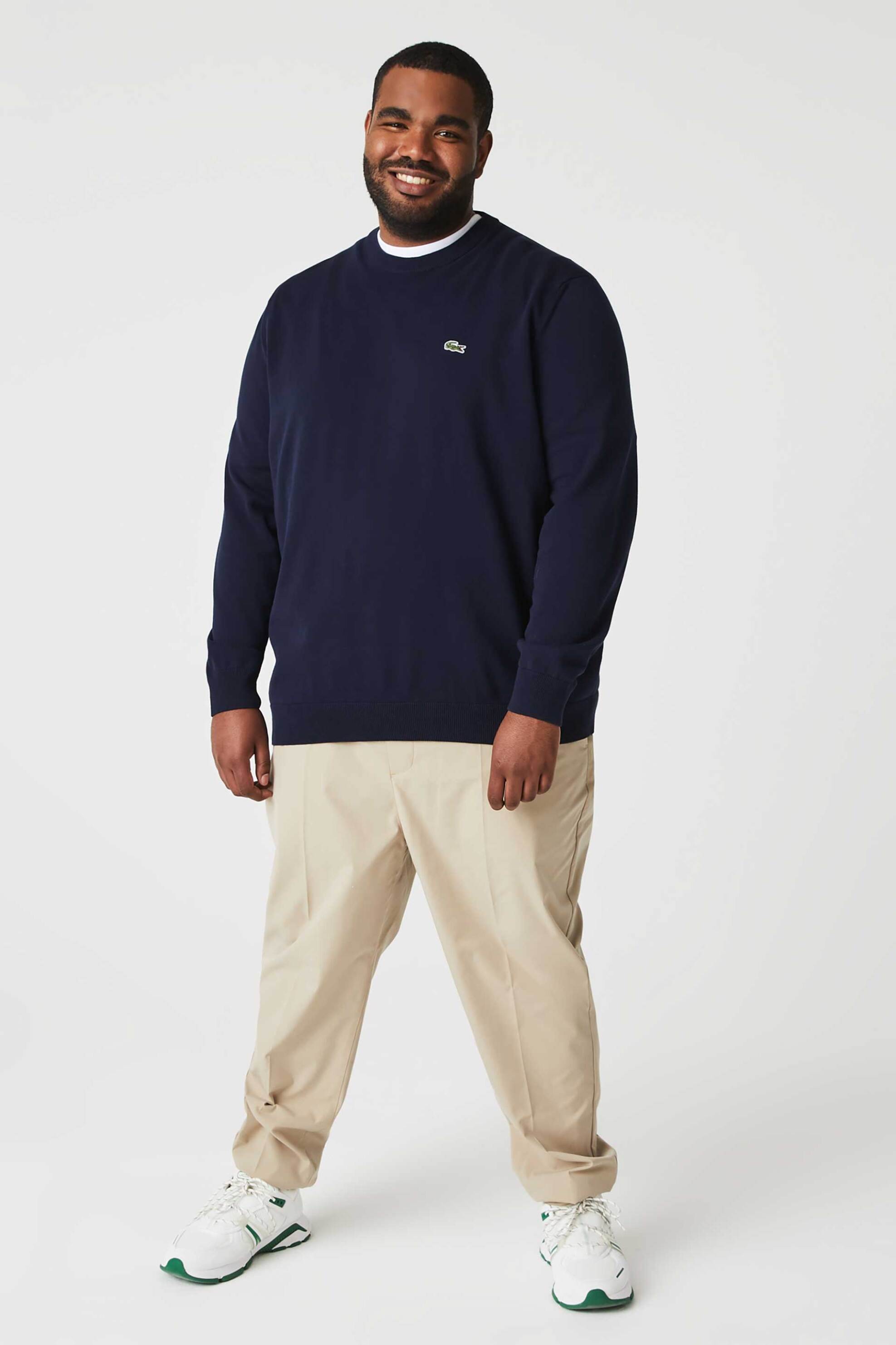 Lacoste Ανδρικό Πουλόβερ με Κεντημένο Λογότυπο Regular Fit - Ah1985 Μπλε Σκούρο
