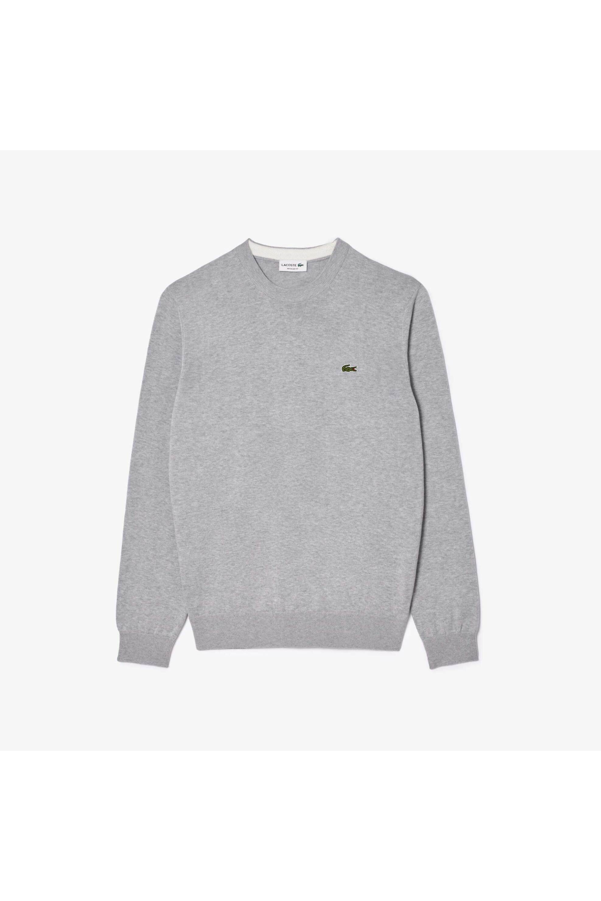 Lacoste Ανδρικό Πουλόβερ με Κεντημένο Λογότυπο Regular Fit - Ah1985 Γκρι