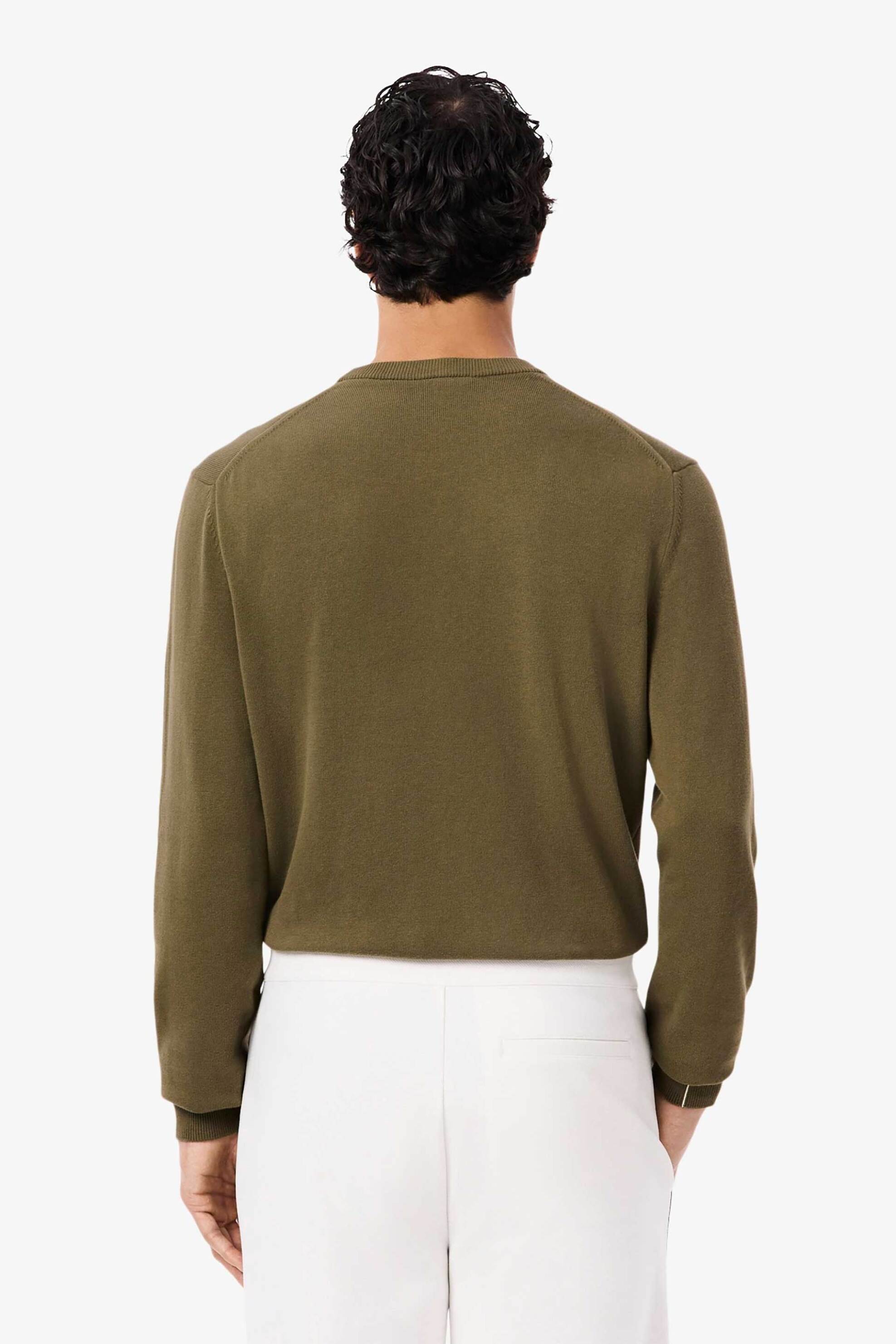 Lacoste Ανδρικό Πουλόβερ με Κεντημένο Λογότυπο Regular Fit - Ah1985 Λαδί