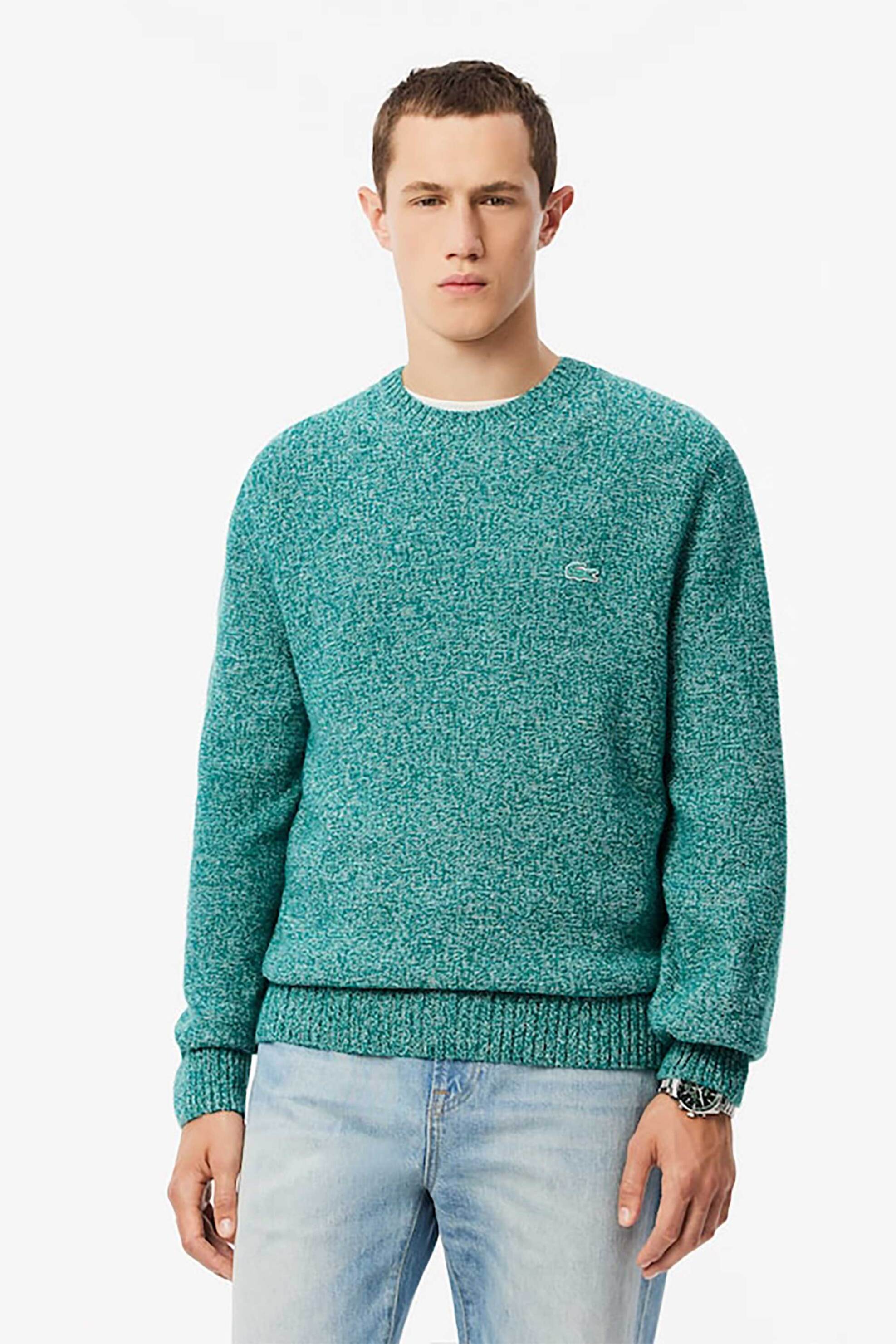 Lacoste ανδρικό μάλλινο πουλόβερ με κεντημένο λογότυπο Classic Fit - AH2920-00 Πράσινο