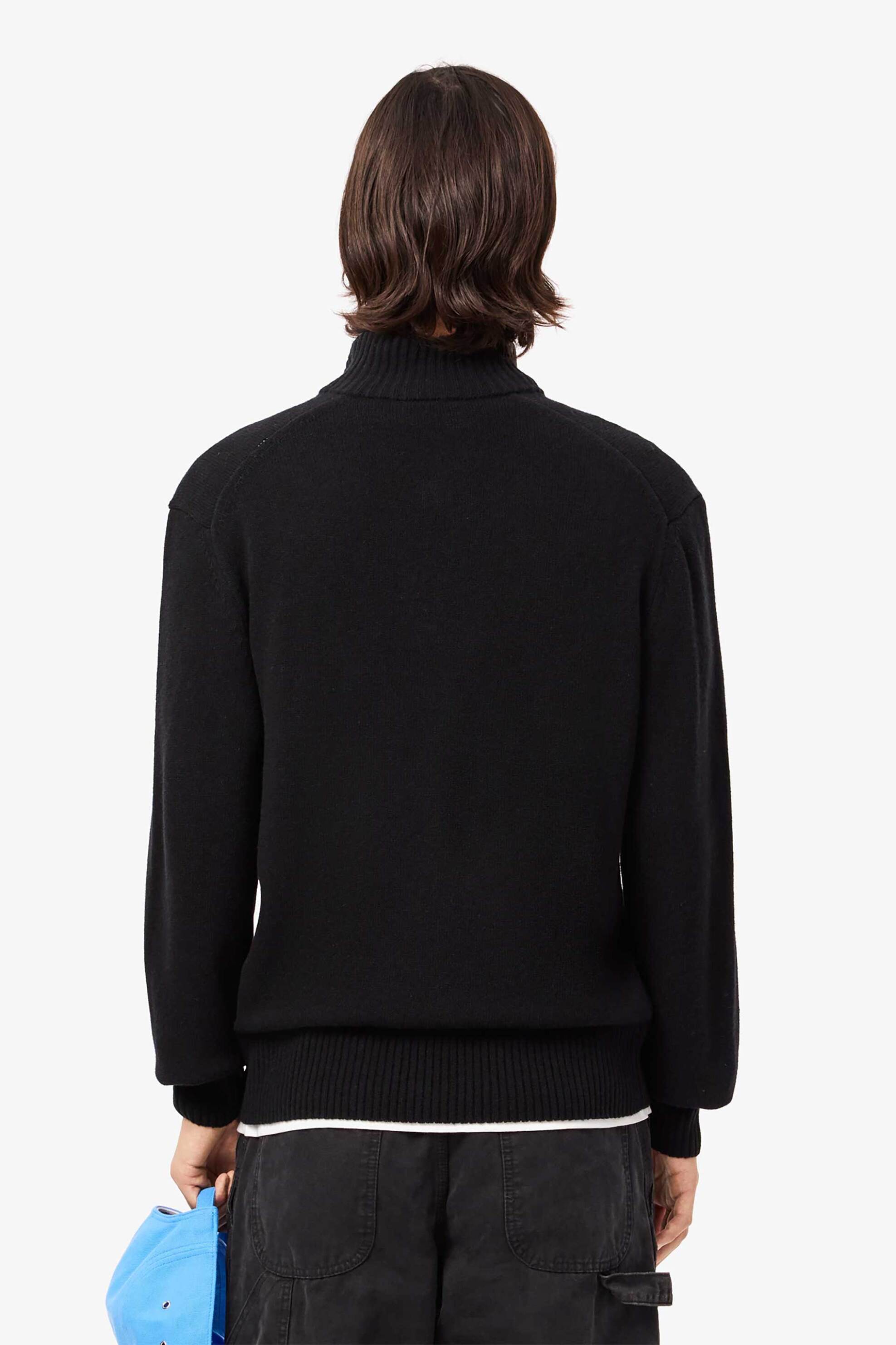 Lacoste ανδρικό μάλλινο πουλόβερ με ψηλό λαιμό και κεντημένο λογότυπο Classic Fit - AH3052-00 Μαύρο φωτογραφία