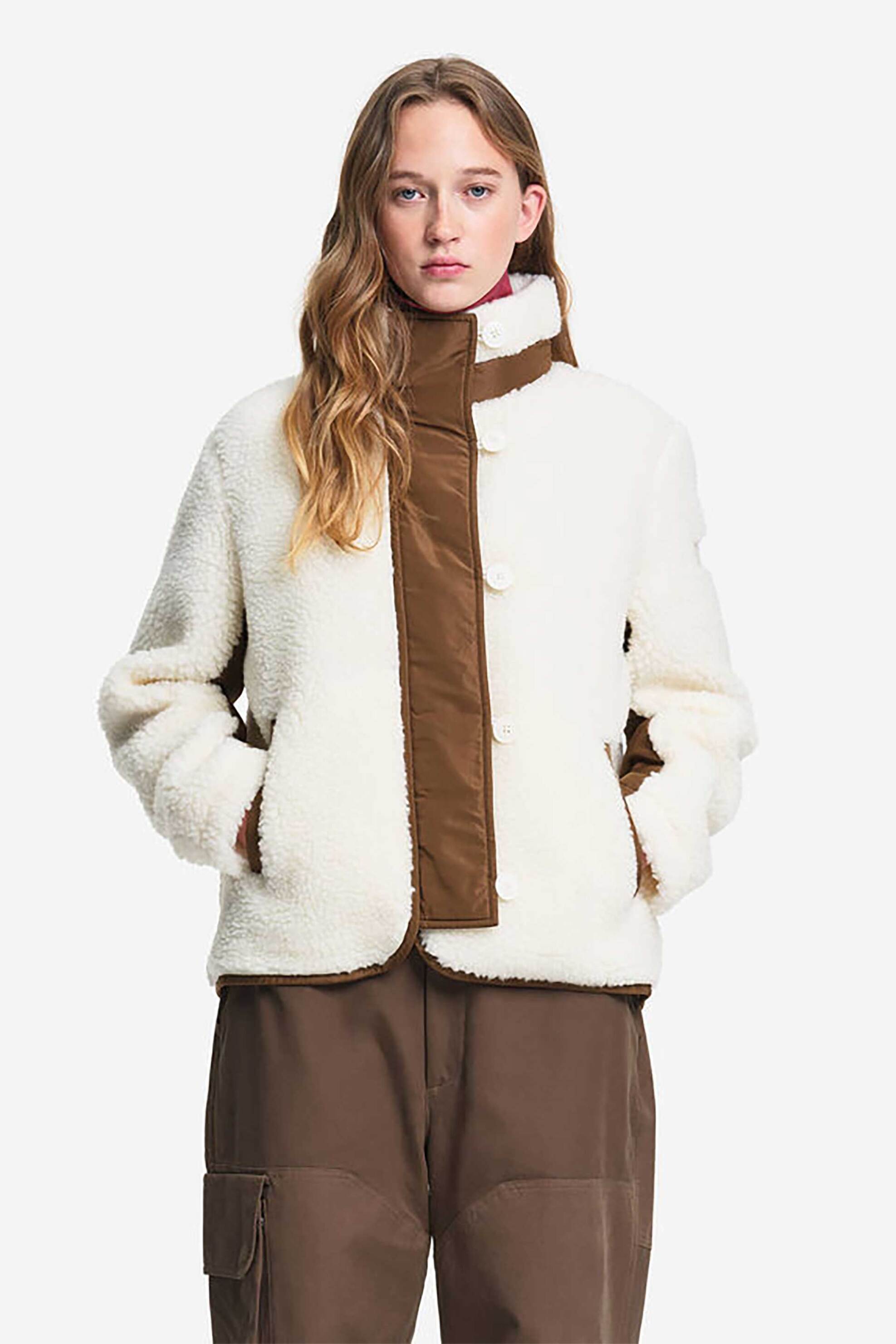 AIGLE Aigle γυναικείο jacket από μαλλί με επένδυση sherpa - AIW26WFLE006 Εκρού