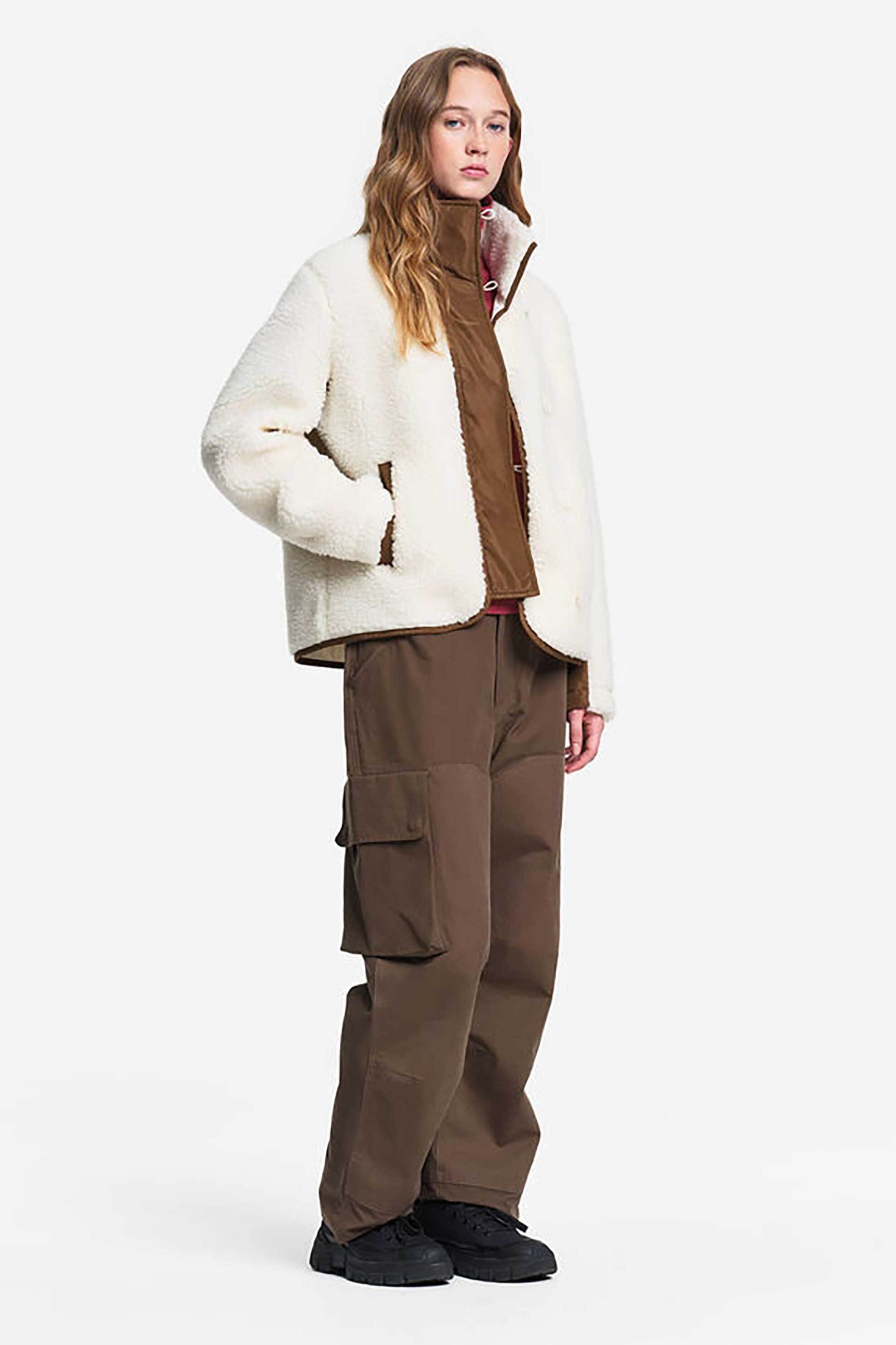 AIGLE Aigle γυναικείο jacket από μαλλί με επένδυση sherpa - AIW26WFLE006 Εκρού - 2