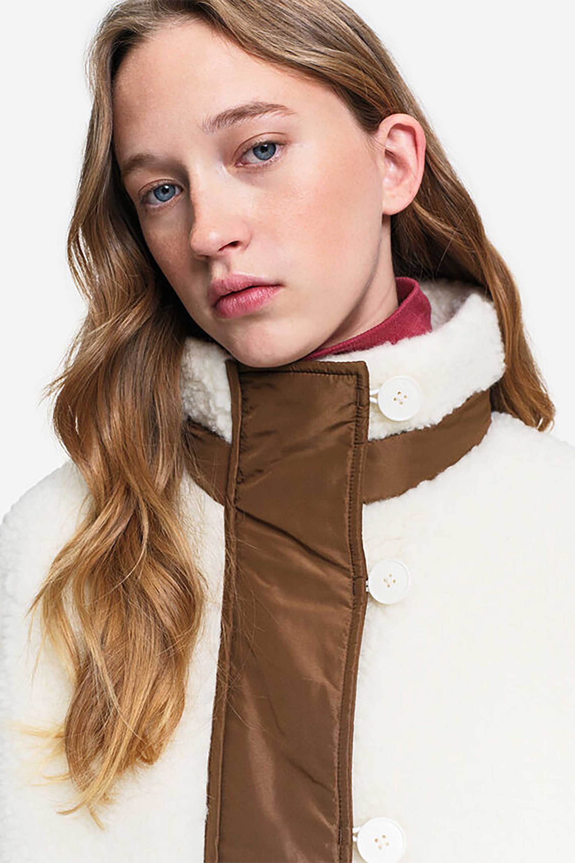 AIGLE Aigle γυναικείο jacket από μαλλί με επένδυση sherpa - AIW26WFLE006 Εκρού - 3