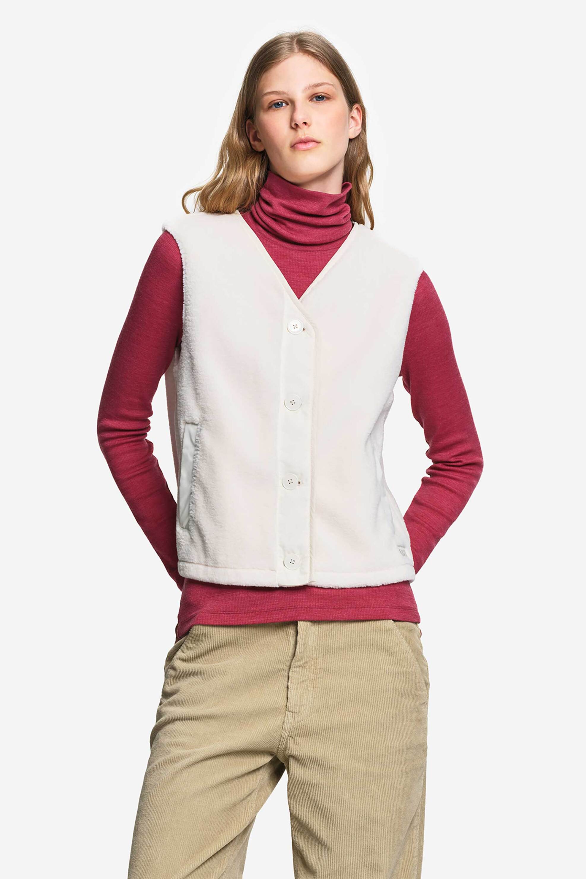 Aigle γυναικείο αμάνικο jacket fleece με κουμπιά - AIW26WFLE009 Εκρού