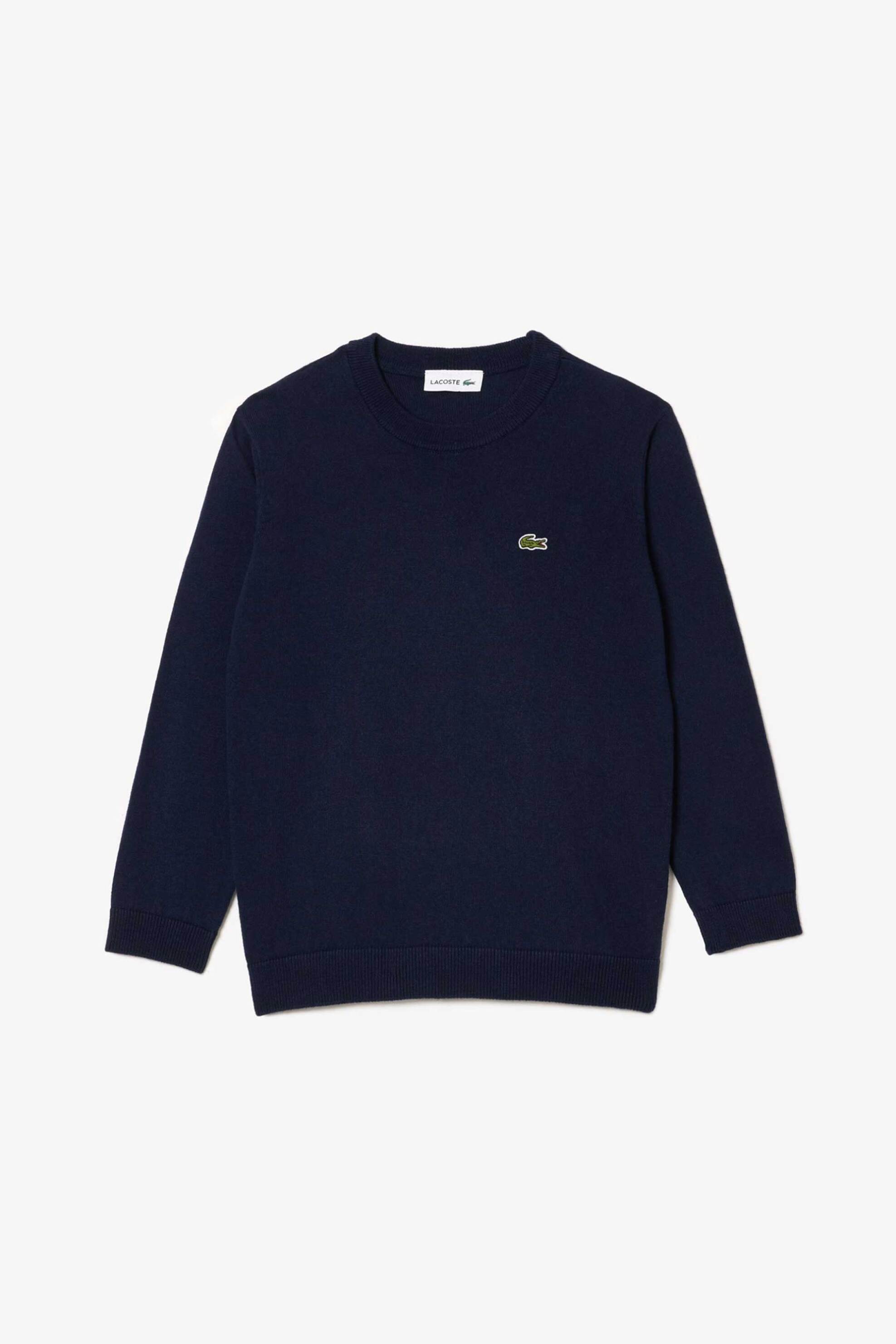 LACOSTE Lacoste παιδικό πουλόβερ μονόχρωμο με λογότυπο στο στήθος - AJ1121 Μπλε Σκούρο