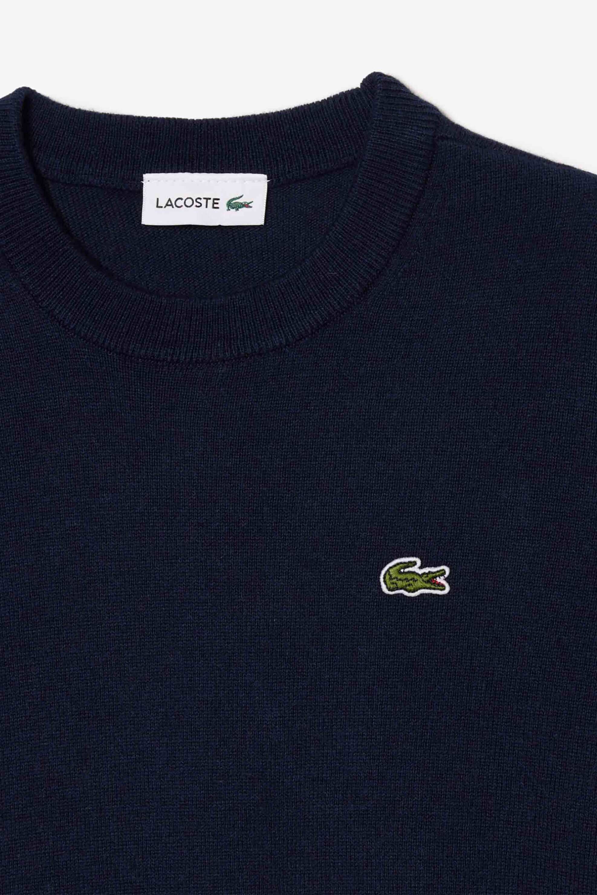 Lacoste παιδικό πουλόβερ μονόχρωμο με λογότυπο στο στήθος - AJ1121 Μπλε Σκούρο φωτογραφία