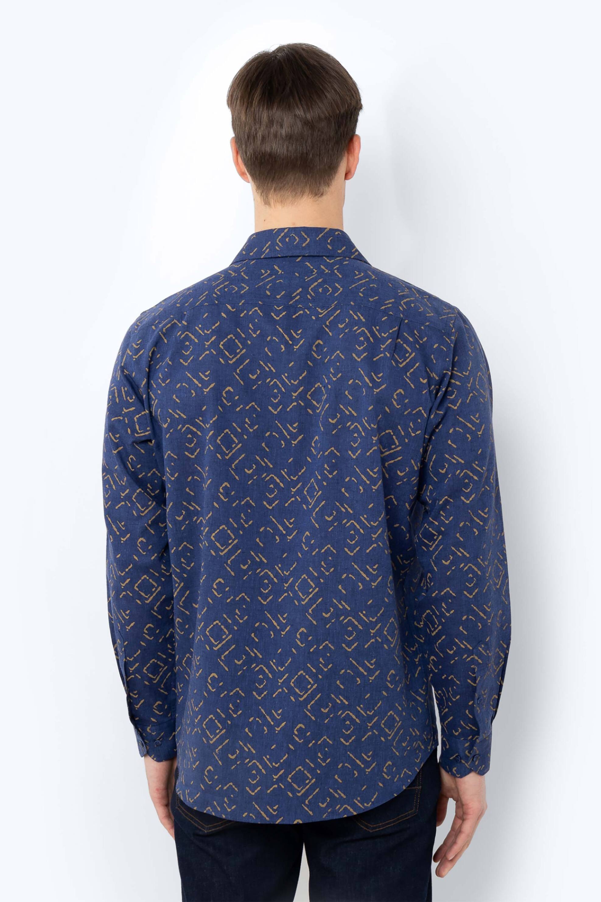 The Bostonians Ανδρικό Πουκάμισο με All-Over Print Custom Fit Charles - Anp2269 Μπλε Σκούρο