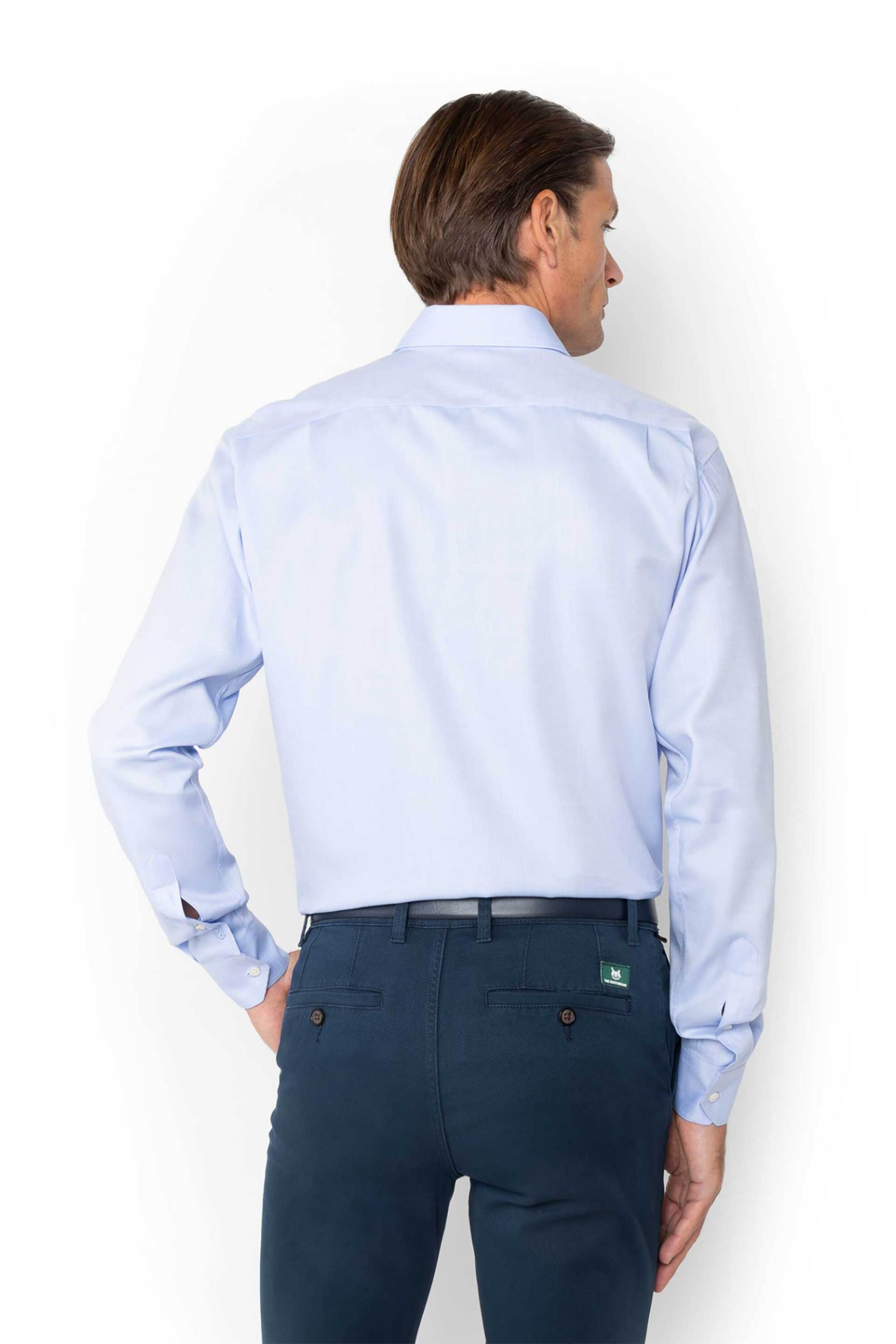 The Bostonians Ανδρικό Μονόχρωμο Πουκάμισο Custom Fit Twill - Anp2331 Μπλε Ανοιχτό