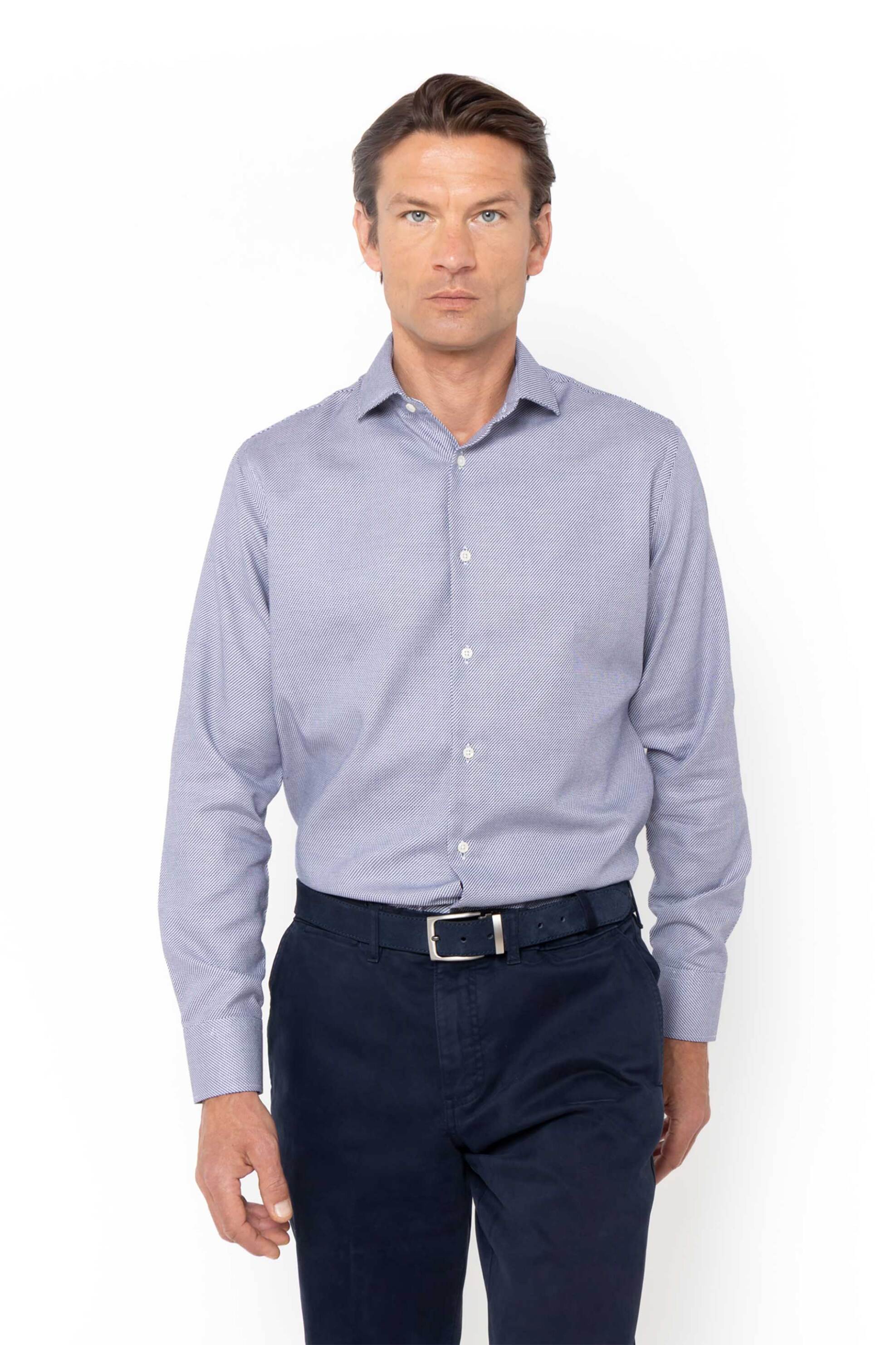 The Bostonians ανδρικό πουκάμισο με μικροσχέδιο Custom Fit "Dobby" - ANP2434 Μπλε