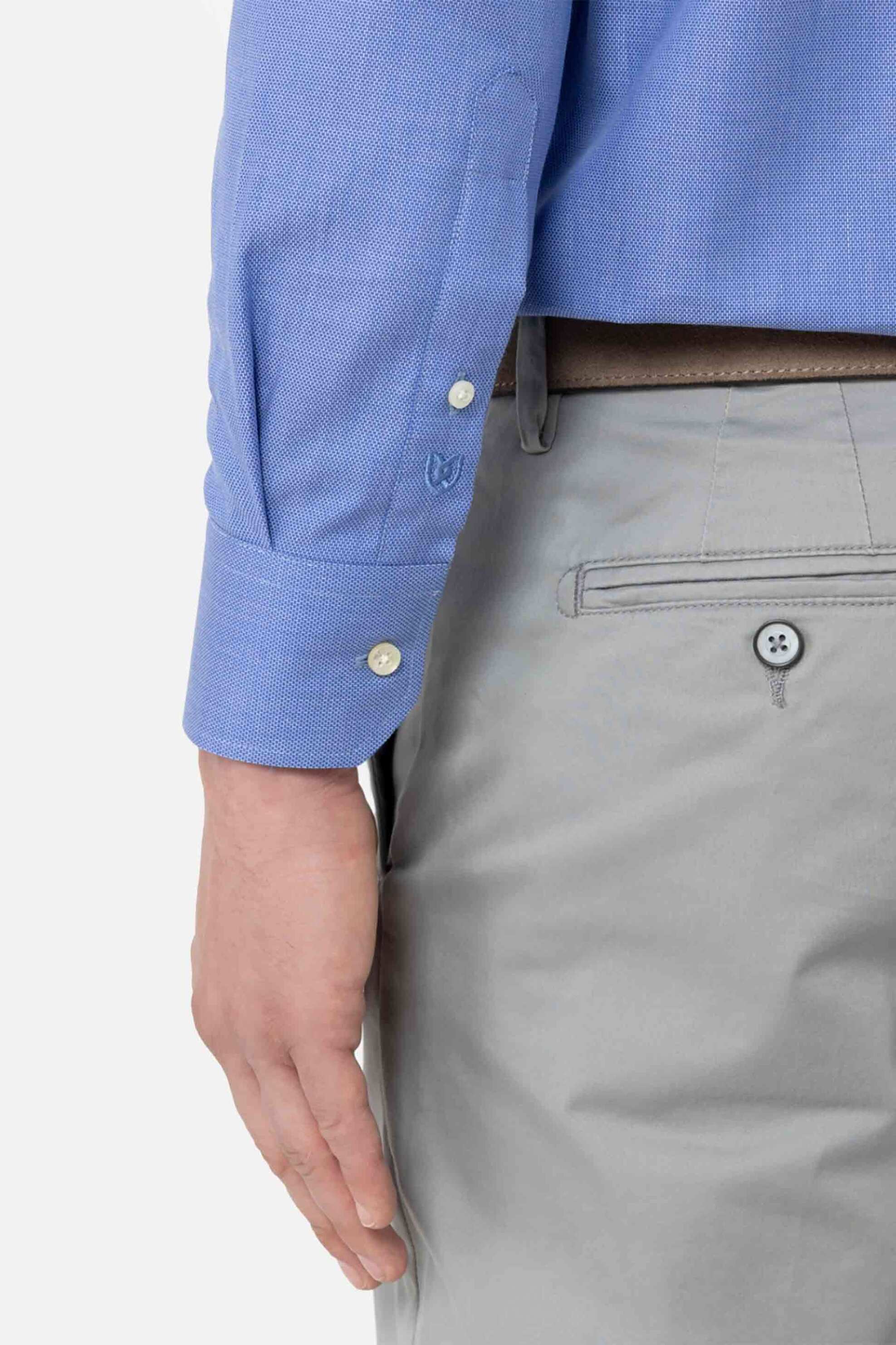 The Bostonians Ανδρικό Πουκάμισο Μονόχρωμο Custom Fit Dobby - Anp2456 Μπλε