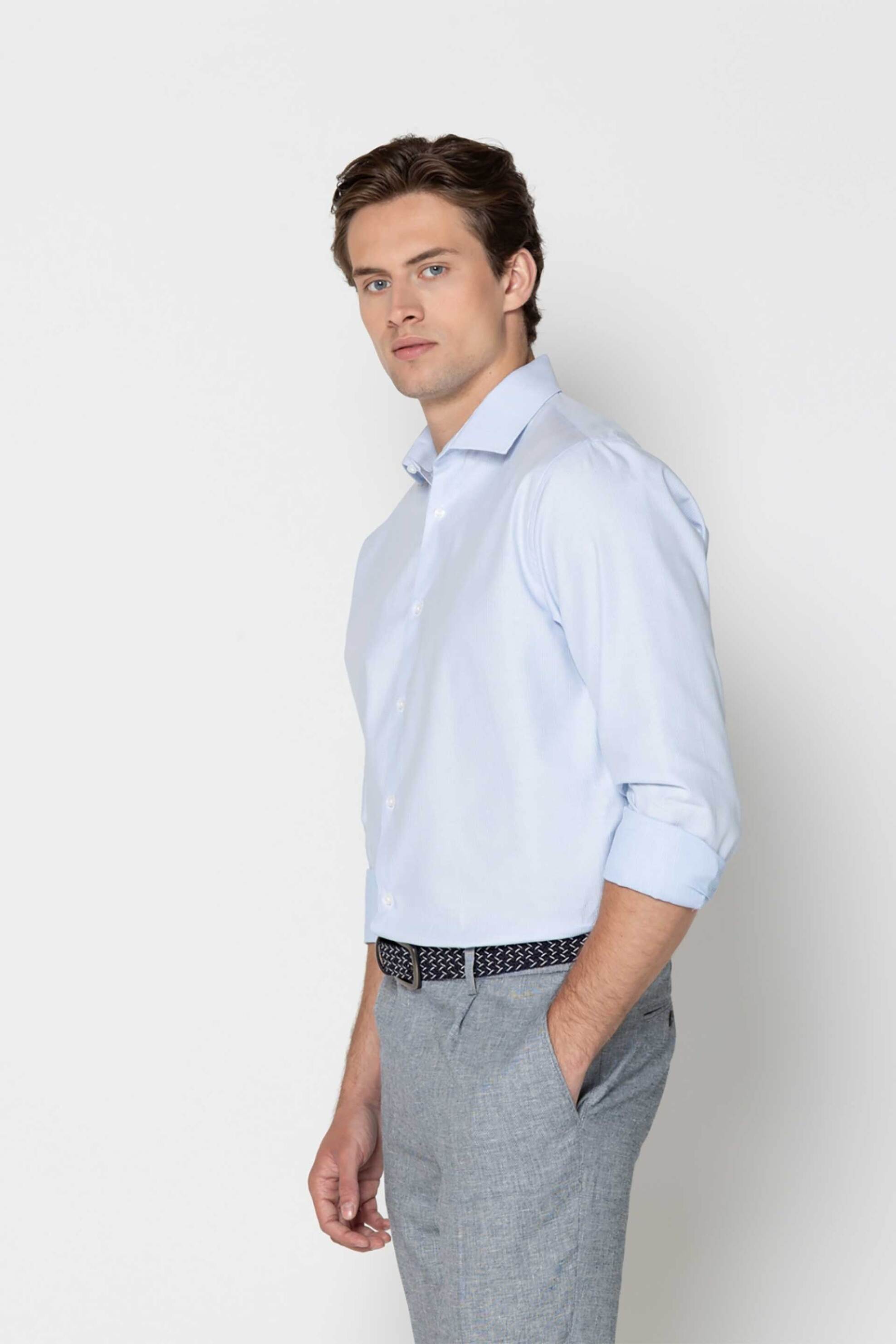 The Bostonians ανδρικό πουκάμισο με μικροσχέδιο Custom Fit "Dobby" - ANP2462 Μπλε Ανοιχτό φωτογραφία