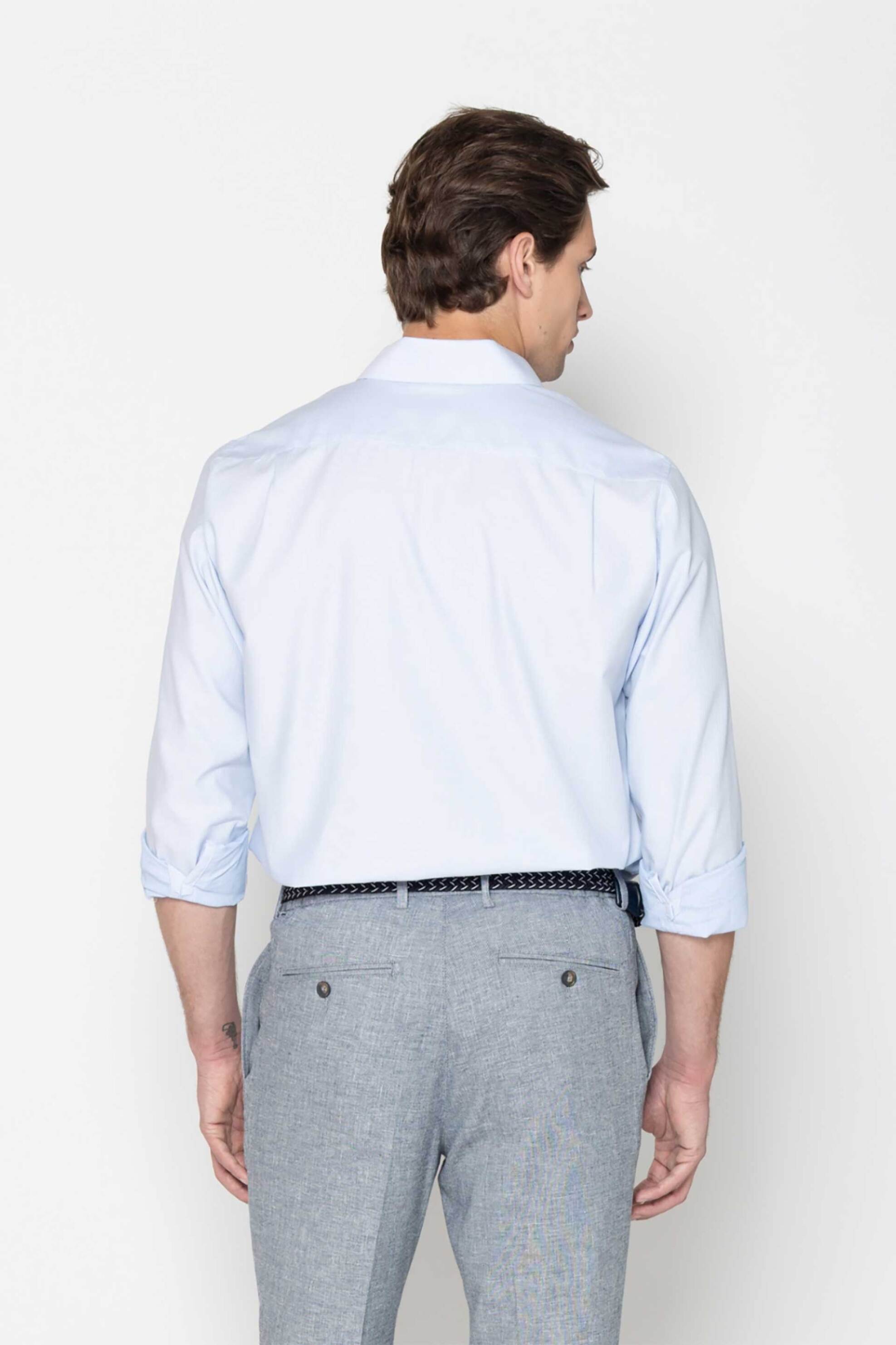 The Bostonians Ανδρικό Πουκάμισο με Μικροσχέδιο Custom Fit Dobby - Anp2462 Μπλε Ανοιχτό