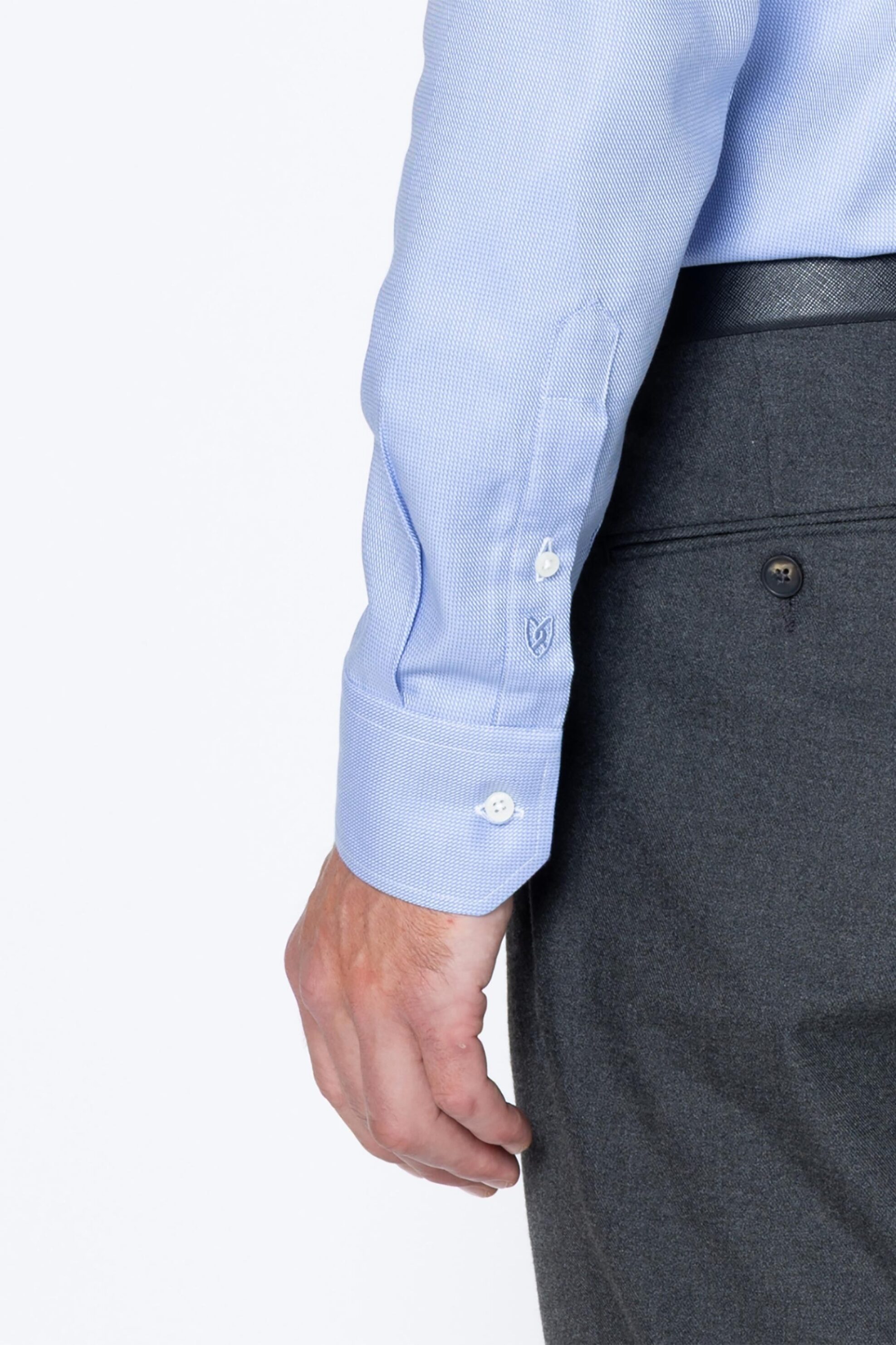 The Bostonians Ανδρικό Πουκάμισο με Μικροσχέδιο Custom Fit Dobby - Anp2513 Μπλε Ανοιχτό