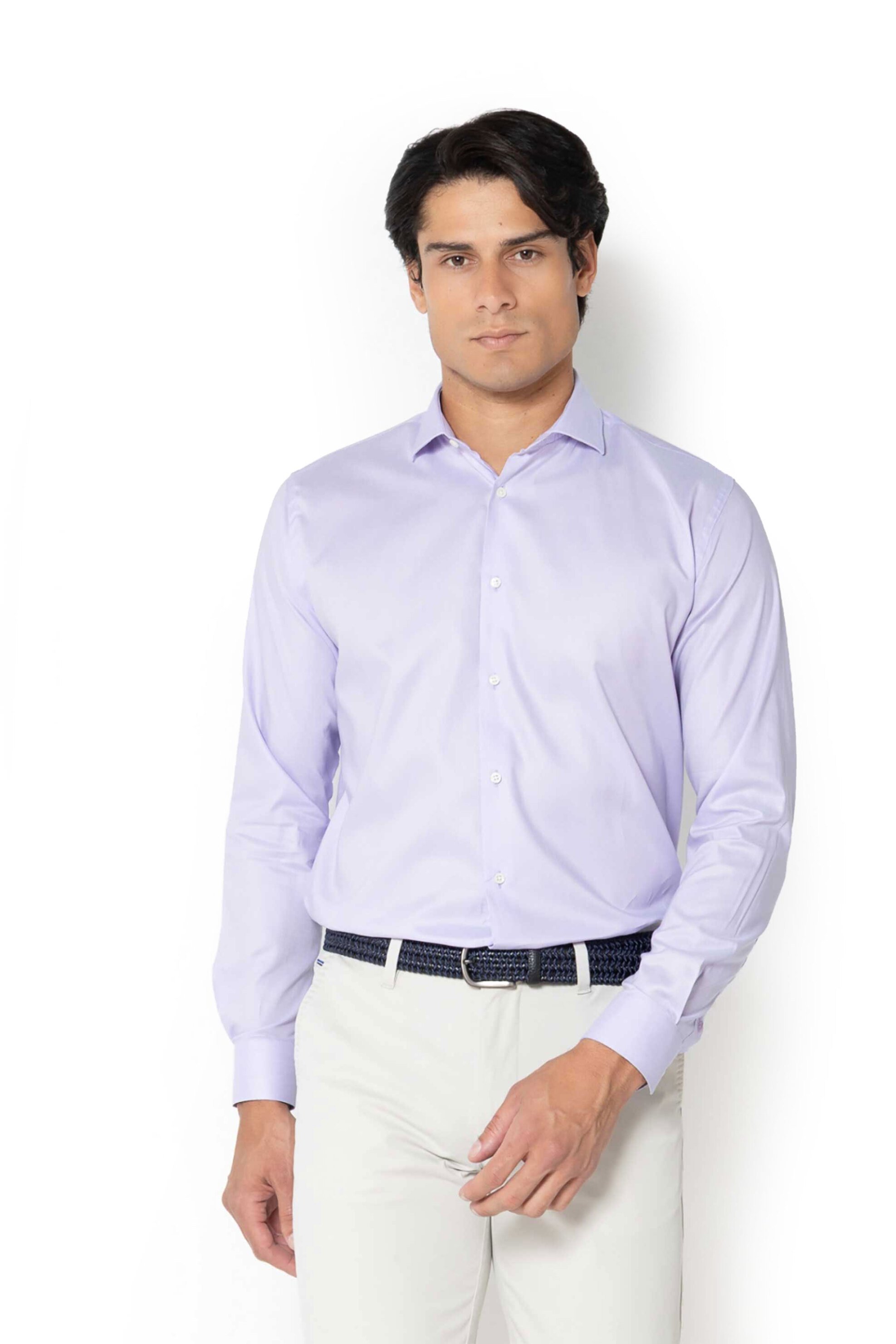 The Bostonians ανδρικό πουκάμισο με ψιλό ριγέ σχέδιο Custom Fit "Acorn Poplin" - ANS4836 Λιλά