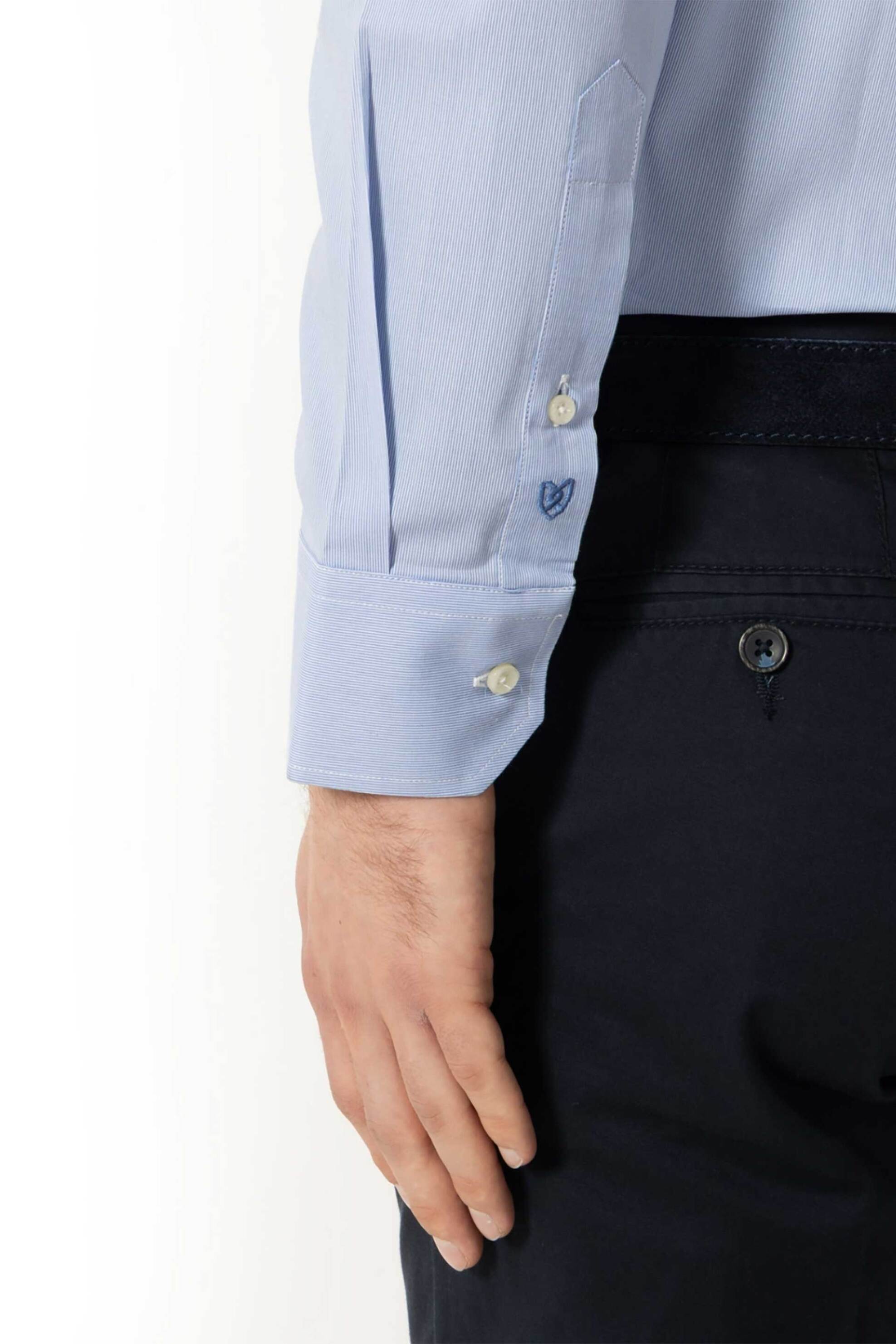 The Bostonians Ανδρικό Πουκάμισο με Ψιλό Ριγέ Σχέδιο Custom Fit Acorn Poplin - Ans4836 Μπλε Ανοιχτό