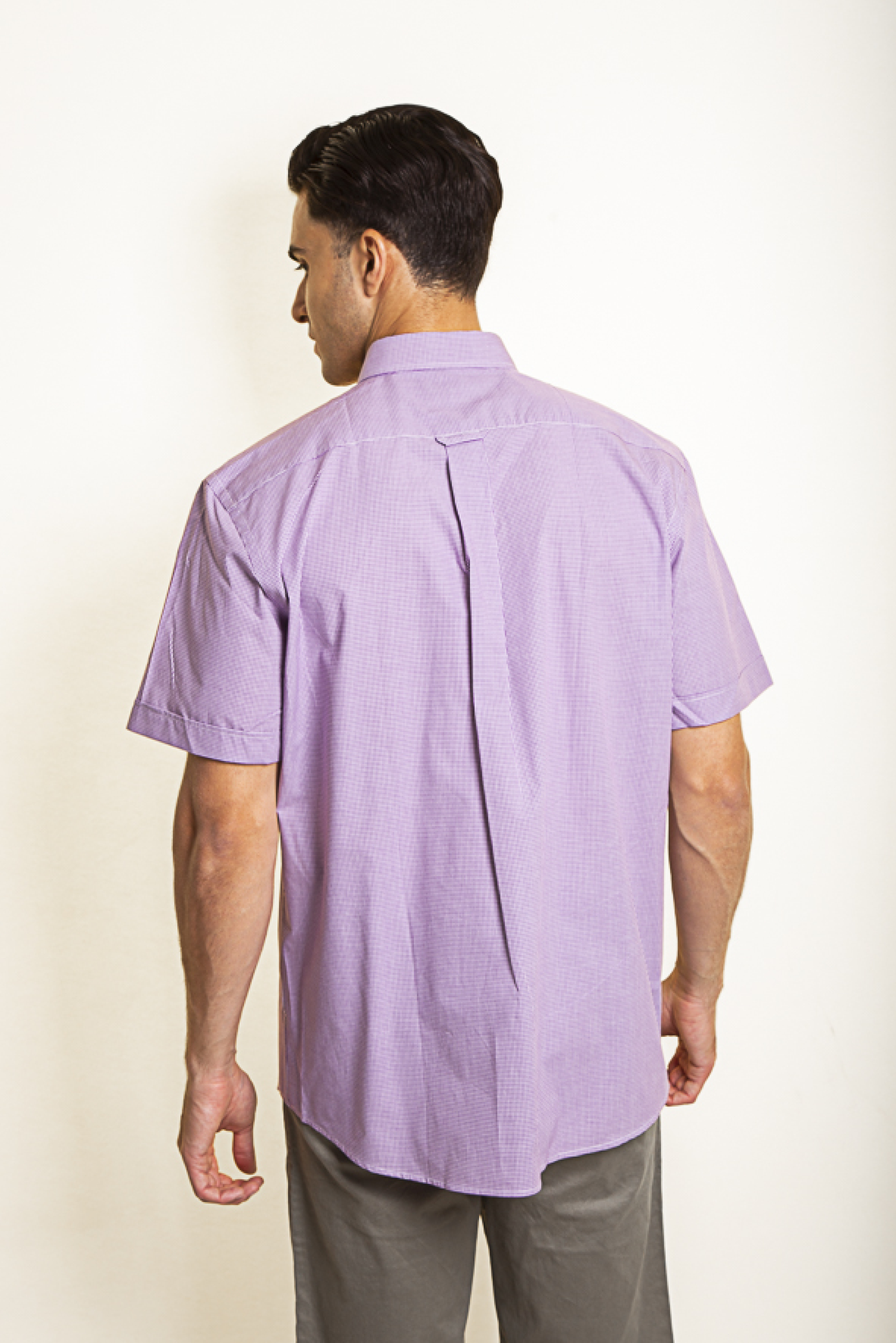 The Bostonians Ανδρικό Πουκάμισο Poplin Button Down με Καρό Σχέδιο Και Κεντημένο Λογότυπο Regular Fit Chester - Bac7021 Λιλά