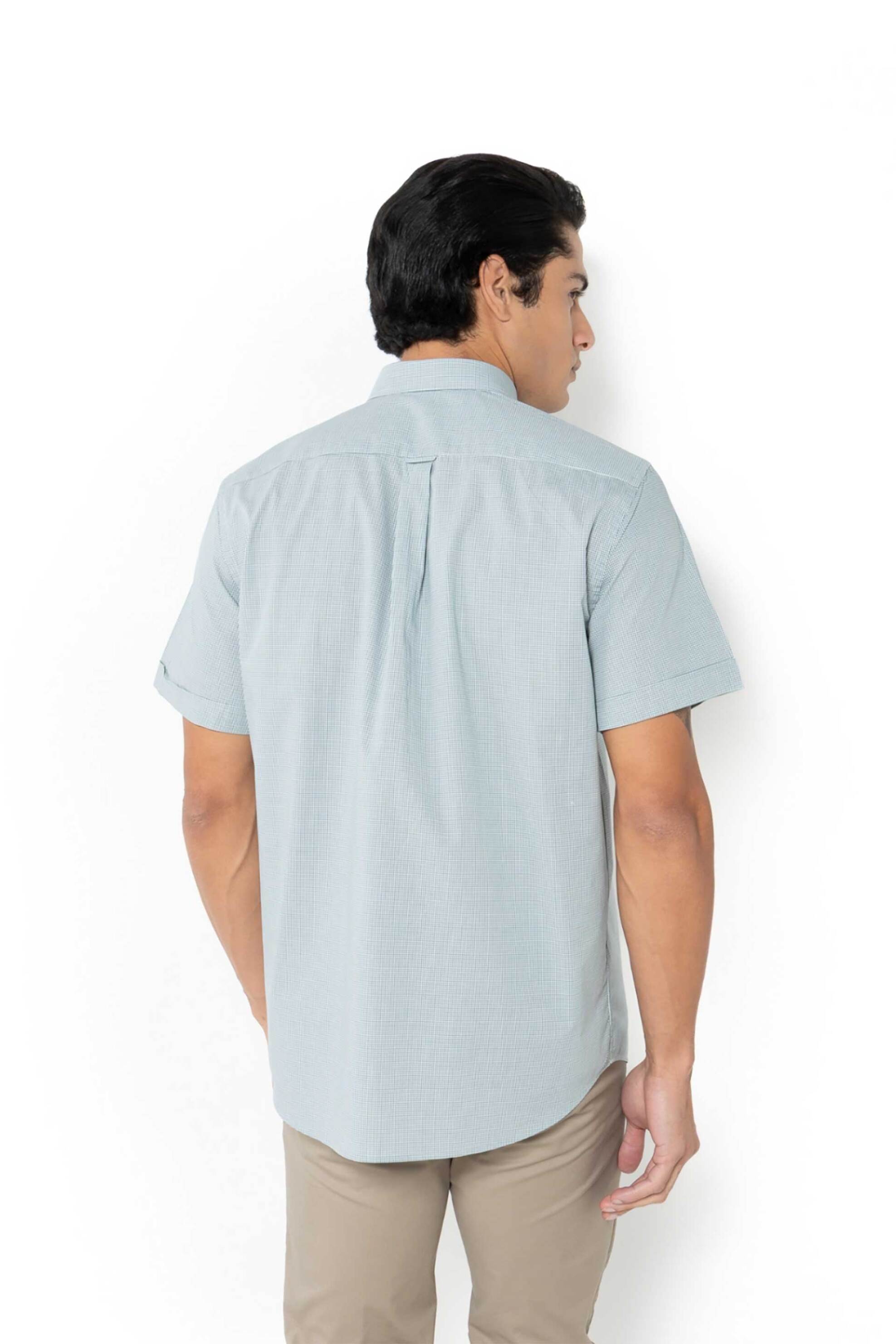 The Bostonians Ανδρικό Πουκάμισο Poplin Button Down με Καρό Σχέδιο Και Κεντημένο Λογότυπο Regular Fit Chester - Bac7021 Πράσινο Ανοιχτό