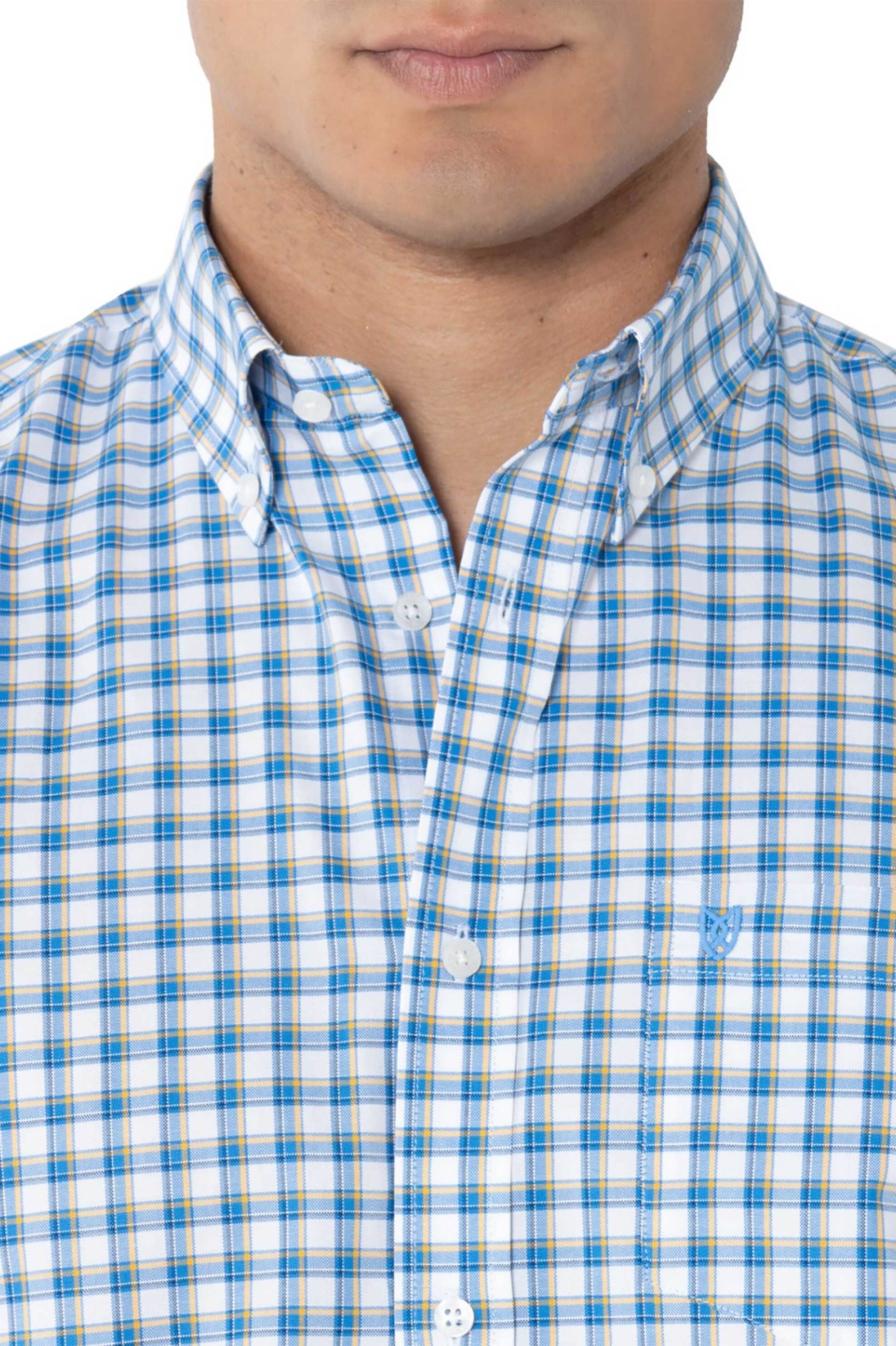 The Bostonians ανδρικό πουκάμισο button down με καρό σχέδιο και τσέπη με κεντημένο λογότυπο Regular Fit "Maverick Oxford" - BACH8579 Μπλε φωτογραφία