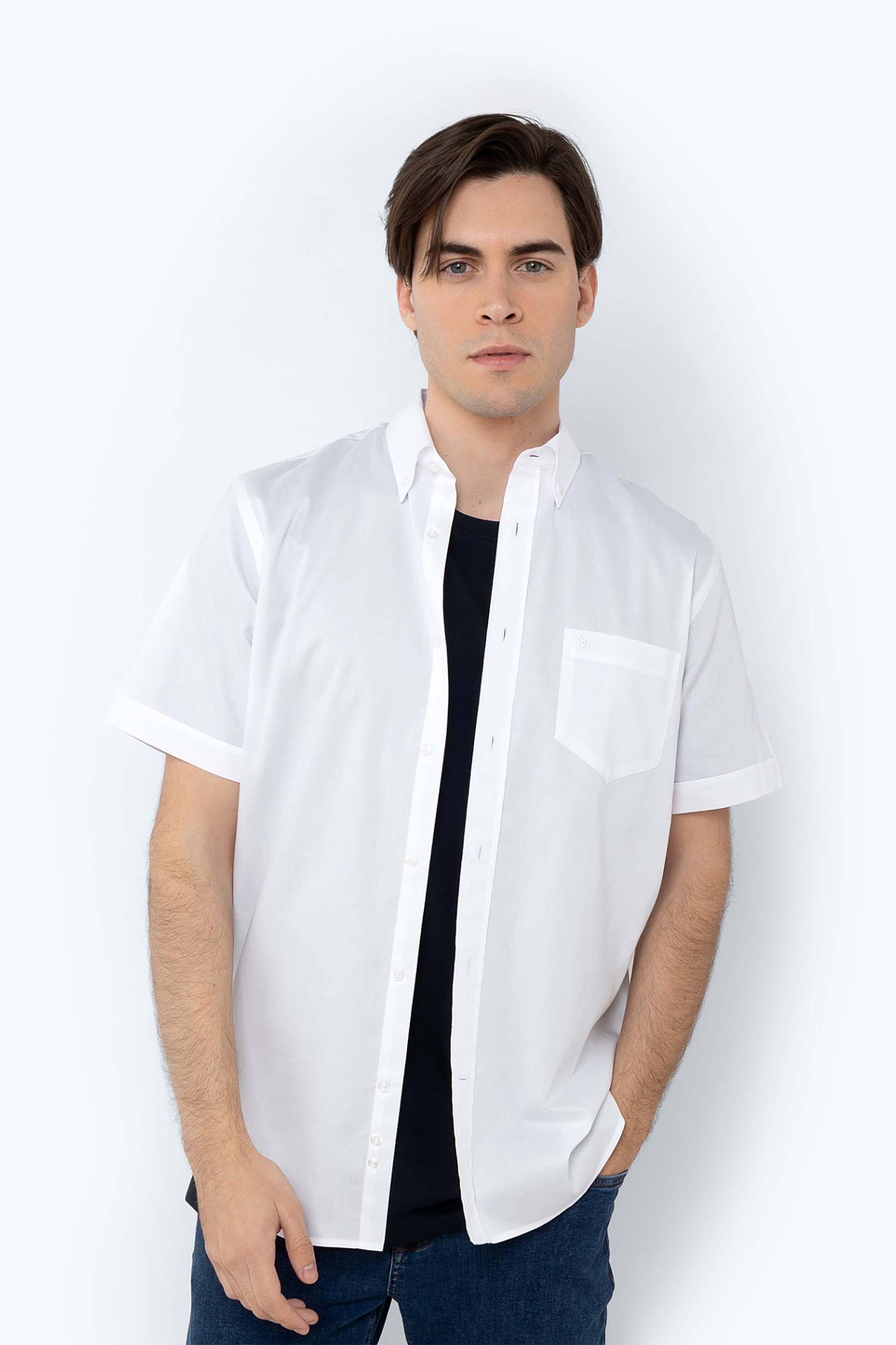 The Bostonians ανδρικό κοντομάνικο πουκάμισο button down Regular Fit "Fil A Fil" - BAP0000 Λευκό