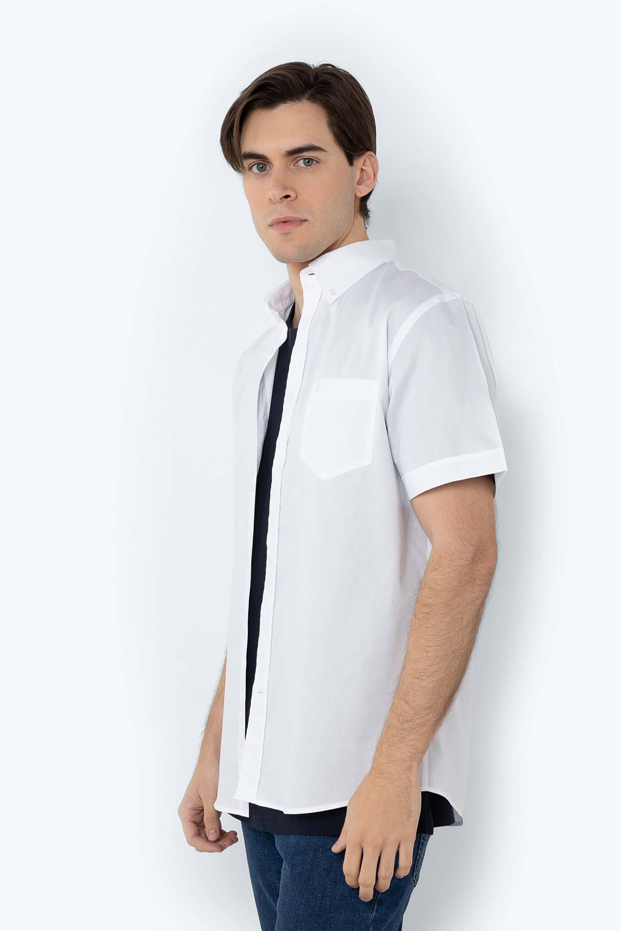 The Bostonians ανδρικό κοντομάνικο πουκάμισο button down Regular Fit "Fil A Fil" - BAP0000 Λευκό φωτογραφία