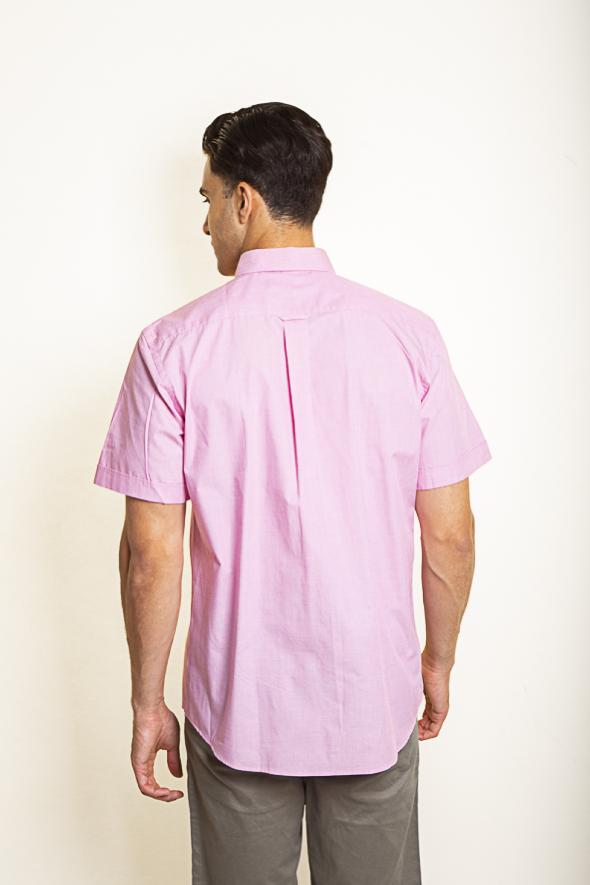 The Bostonians Ανδρικό Κοντομάνικο Πουκάμισο Button Down Regular Fit Fil A - Bap0000 Ροζ