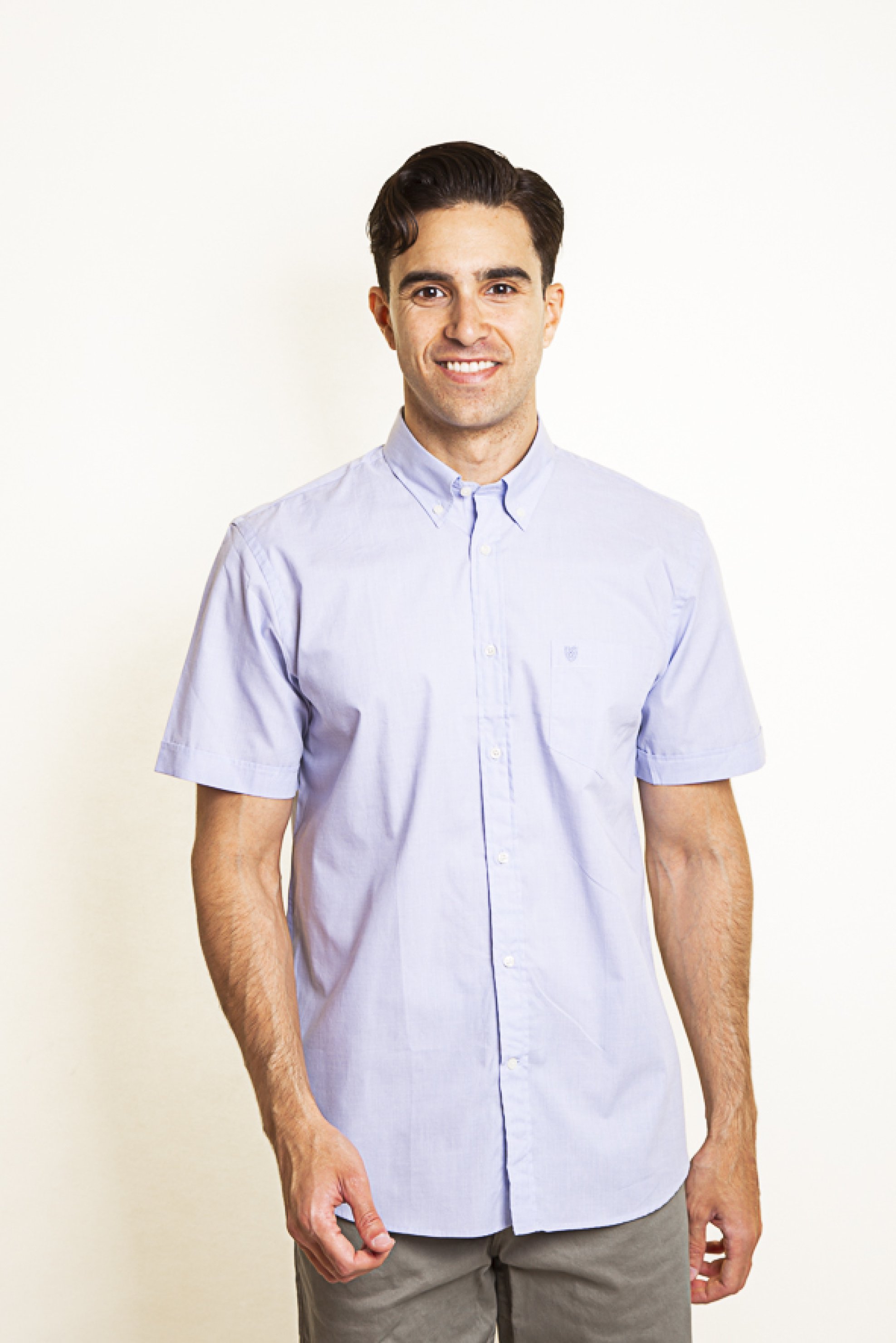 The Bostonians ανδρικό κοντομάνικο πουκάμισο button down Regular Fit "Fil A Fil" - BAP0000 Σιελ