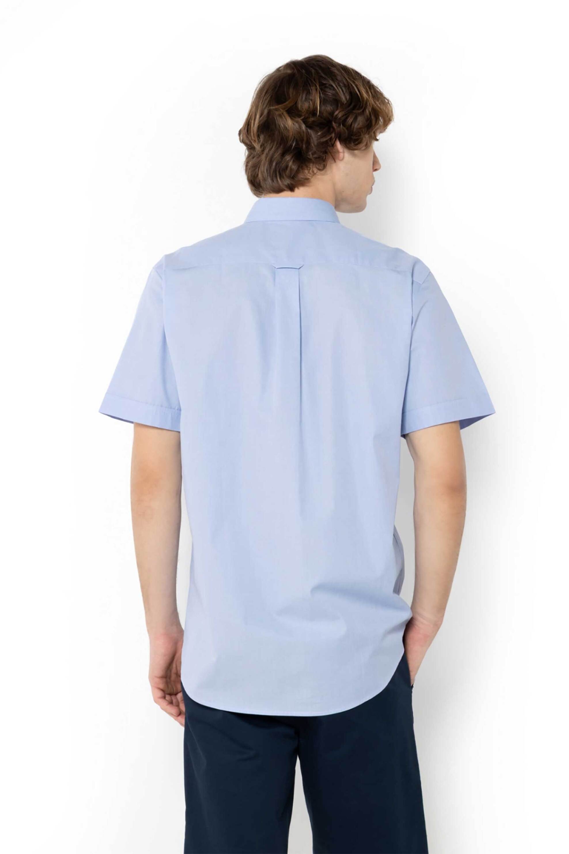 The Bostonians Ανδρικό Κοντομάνικο Πουκάμισο Button Down Regular Fit Fil A - Bap0000 Μπλε Ανοιχτό