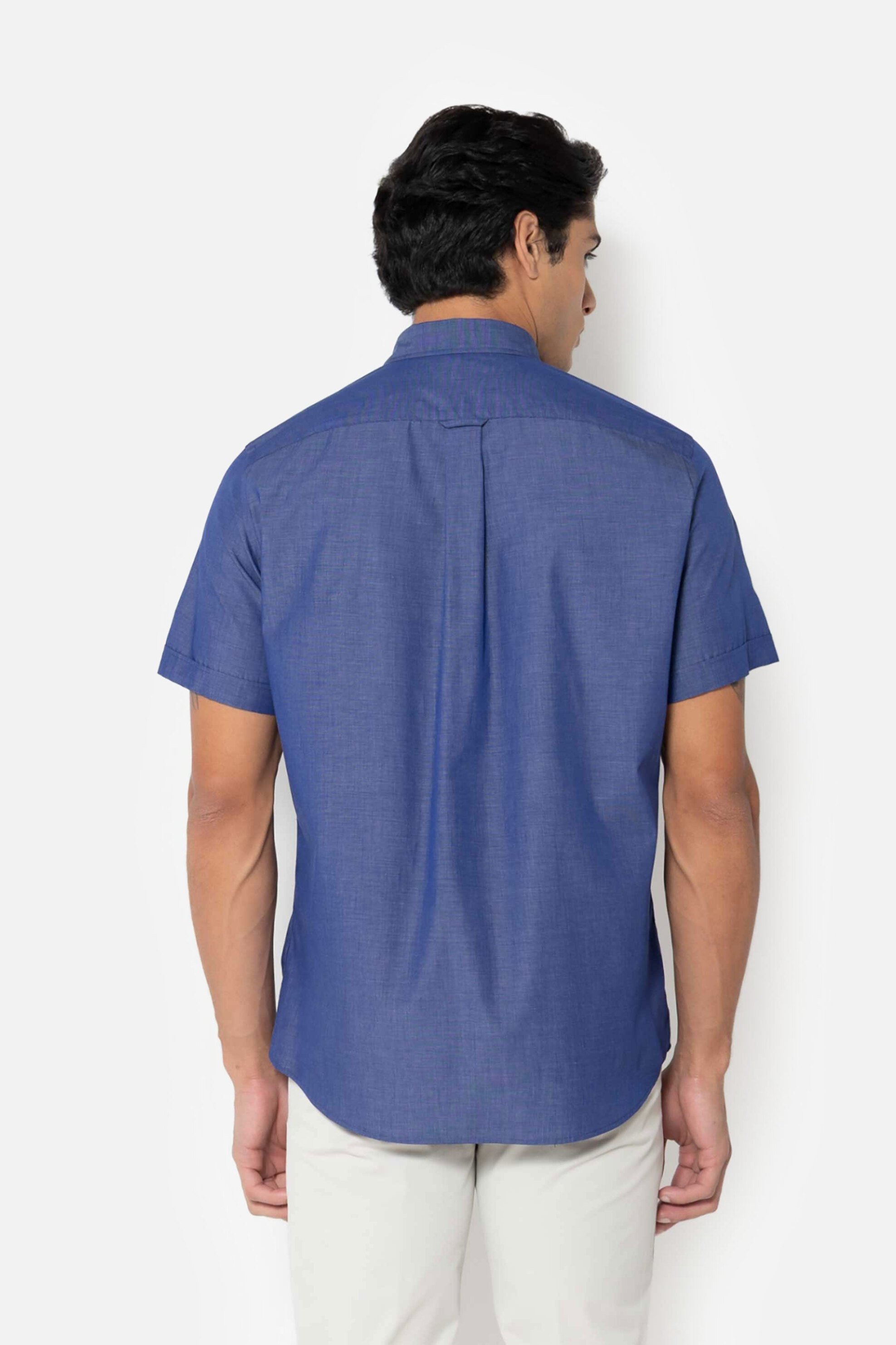The Bostonians Ανδρικό Κοντομάνικο Πουκάμισο Button Down Regular Fit Fil A - Bap0000 Σκούρο Μπλε