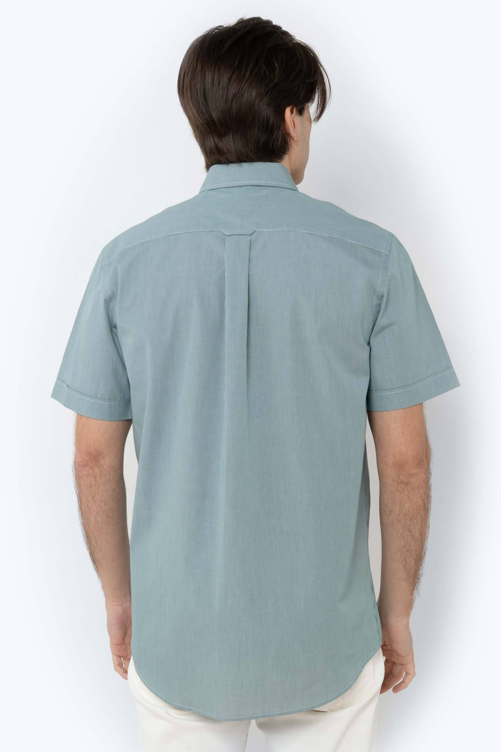 The Bostonians Ανδρικό Κοντομάνικο Πουκάμισο Button Down Regular Fit Chester Poplin - Bap0016 Πράσινο