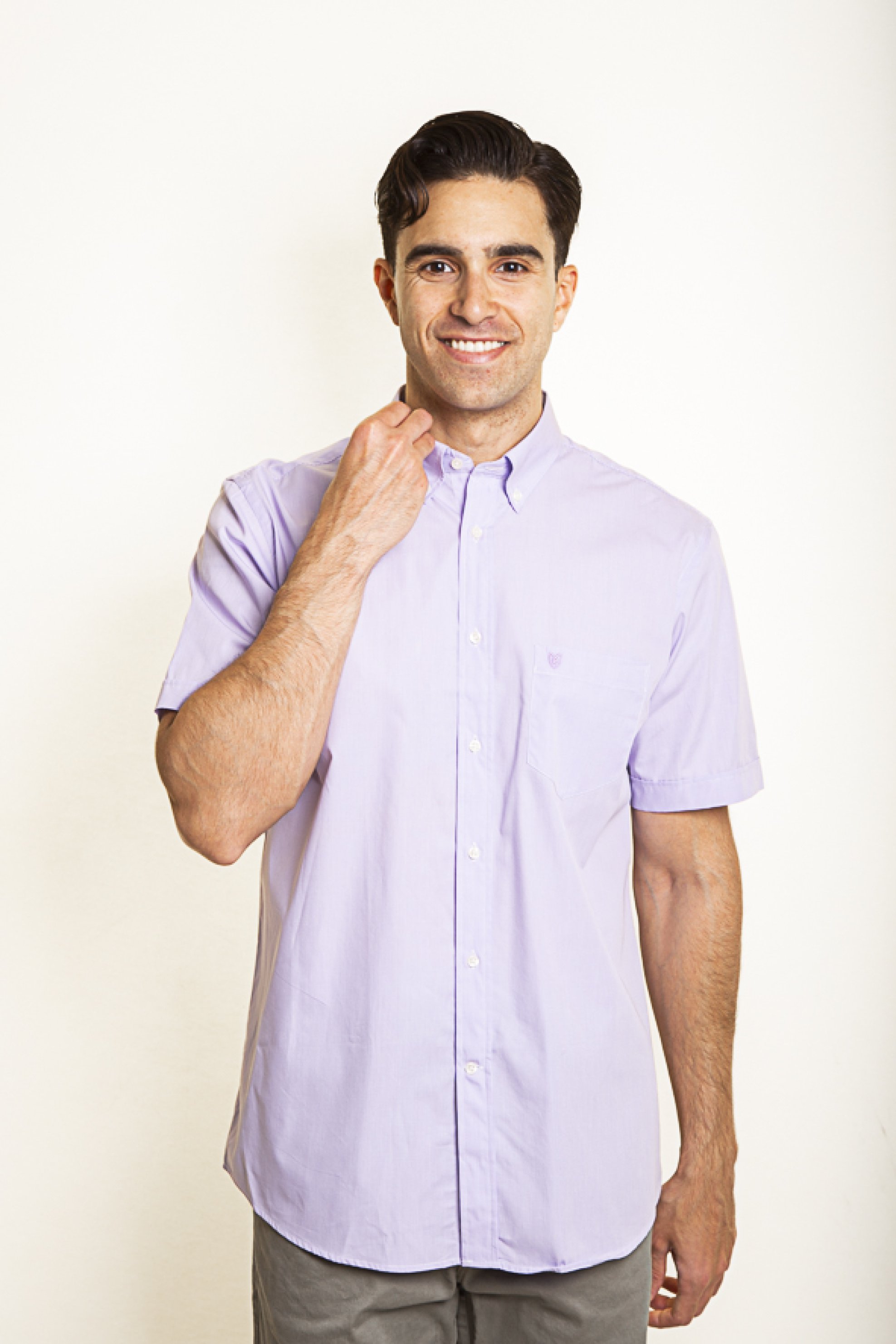 The Bostonians ανδρικό κοντομάνικο πουκάμισο button down Regular Fit "Chester Poplin" - BAP0016 Λιλά