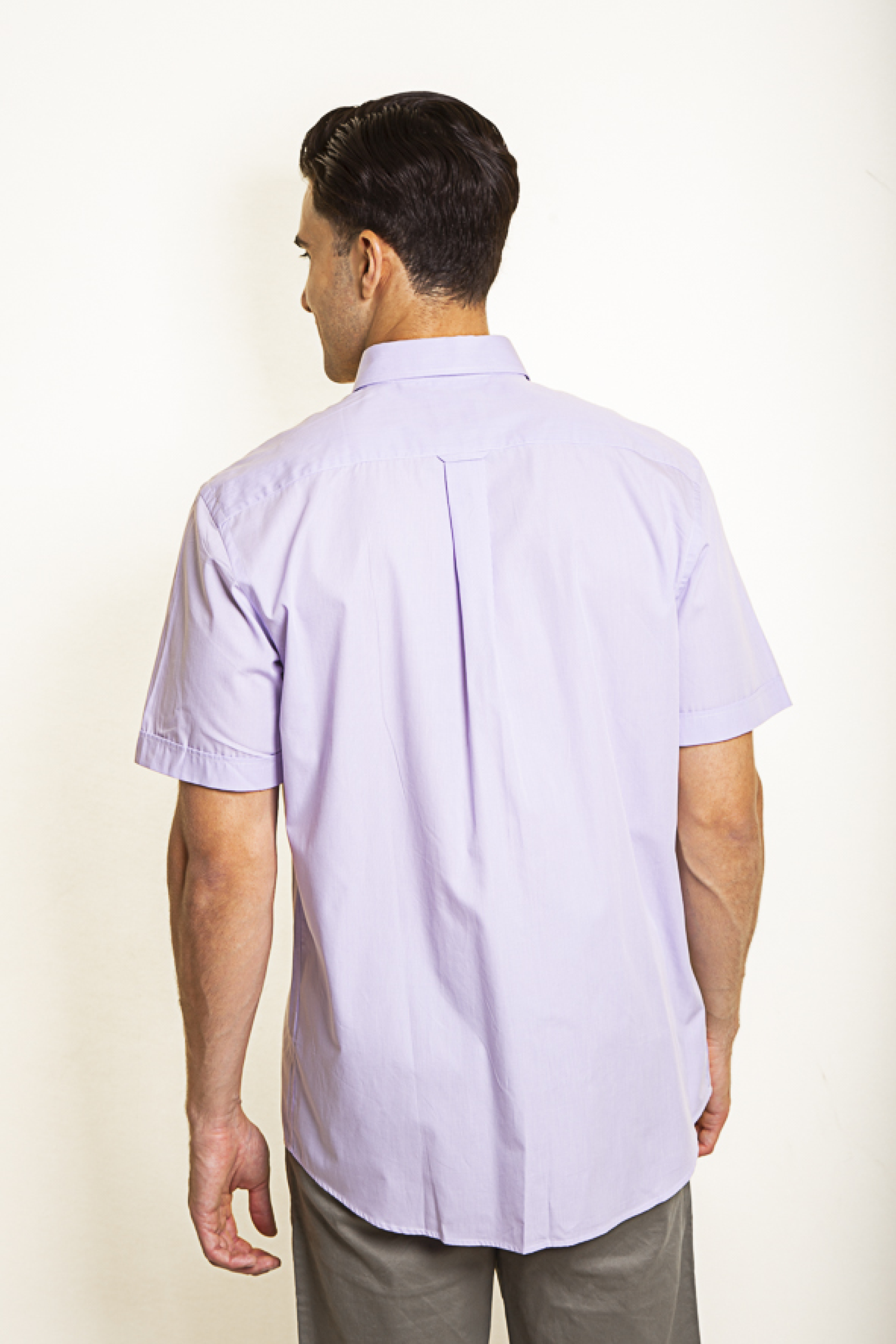 The Bostonians Ανδρικό Κοντομάνικο Πουκάμισο Button Down Regular Fit Chester Poplin - Bap0016 Λιλά