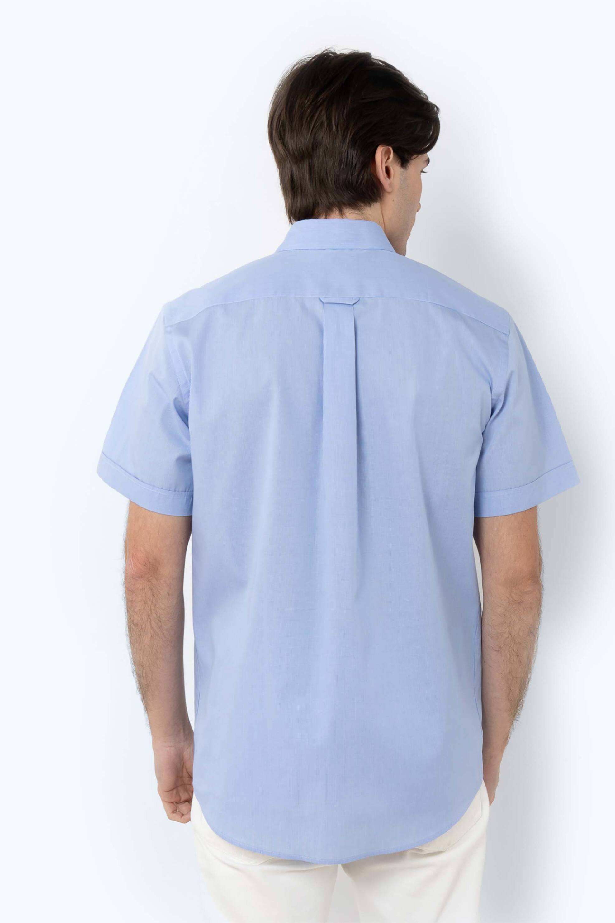 The Bostonians Ανδρικό Κοντομάνικο Πουκάμισο Button Down Regular Fit Chester Poplin - Bap0016 Μπλε Ανοιχτό