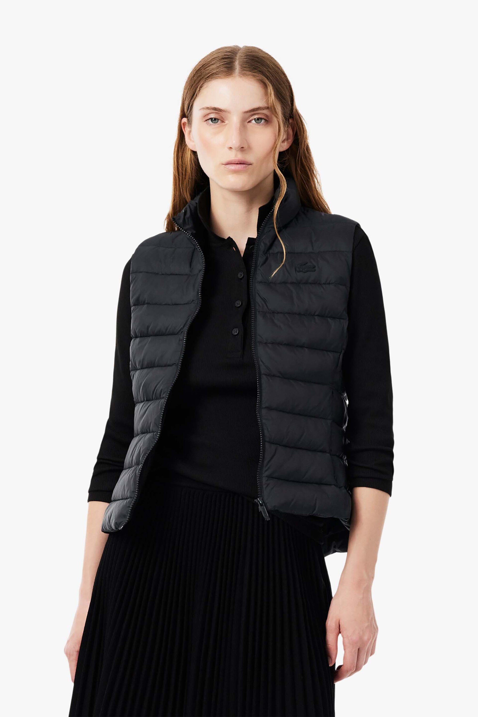 LACOSTE Lacoste γυναικείο αμάνικο μπουφάν αδιάβροχο καπιτονέ με λογότυπο Slim Fit - BF0602 Μαύρο