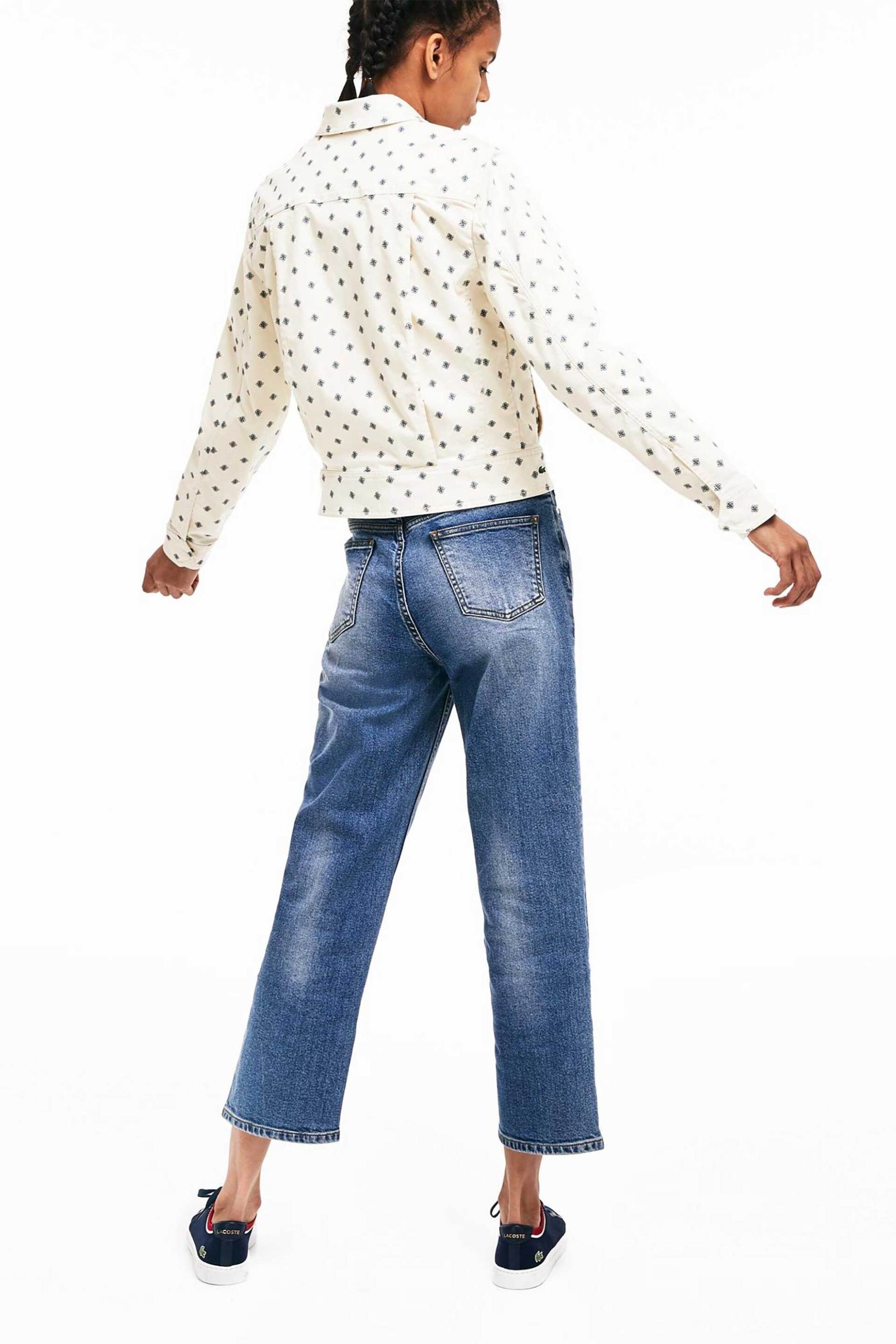 LACOSTE Lacoste γυναικείο denim jacket με all-over print και τσέπες - BF3364 Λευκό - 3