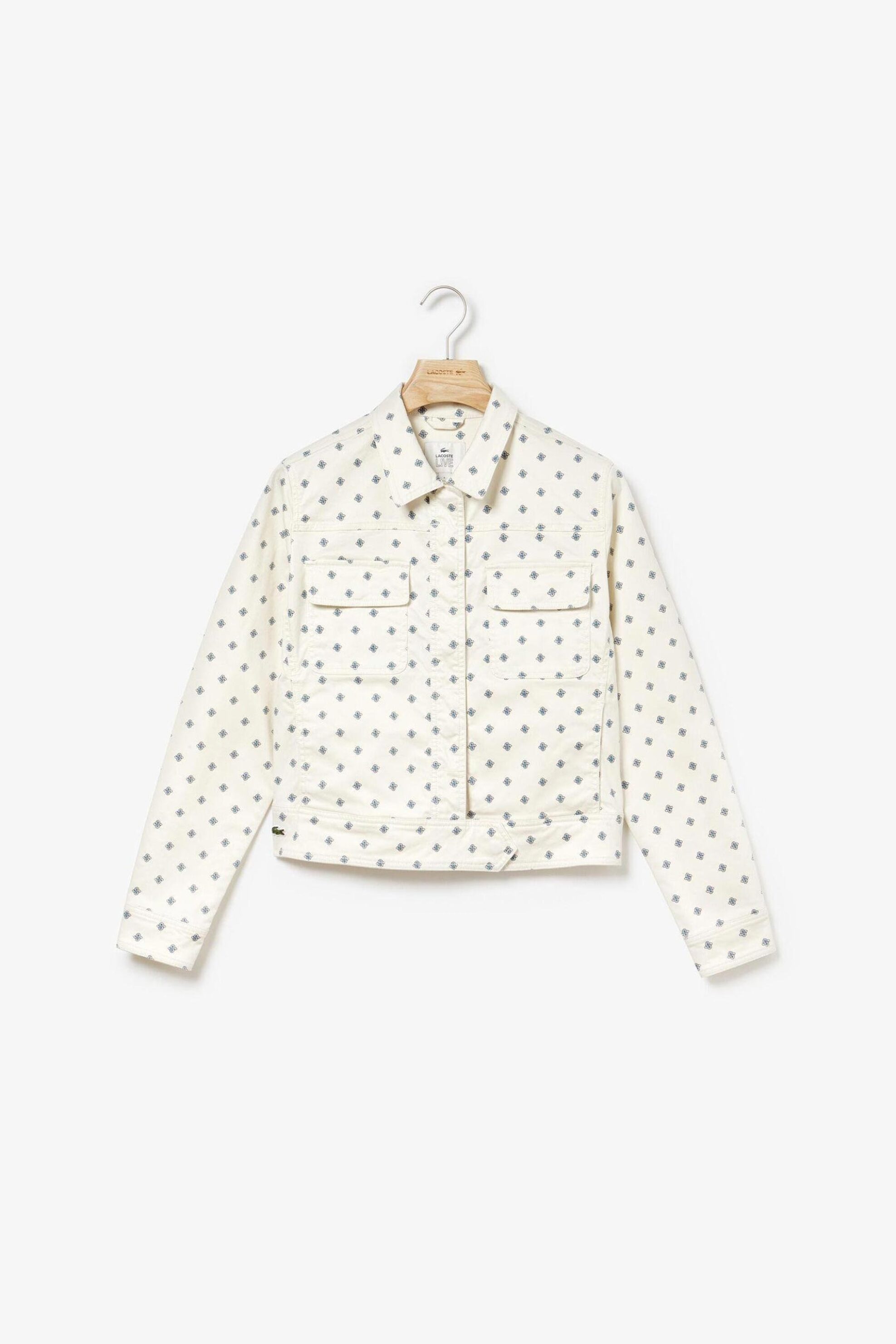 LACOSTE Lacoste γυναικείο denim jacket με all-over print και τσέπες - BF3364 Λευκό - 4