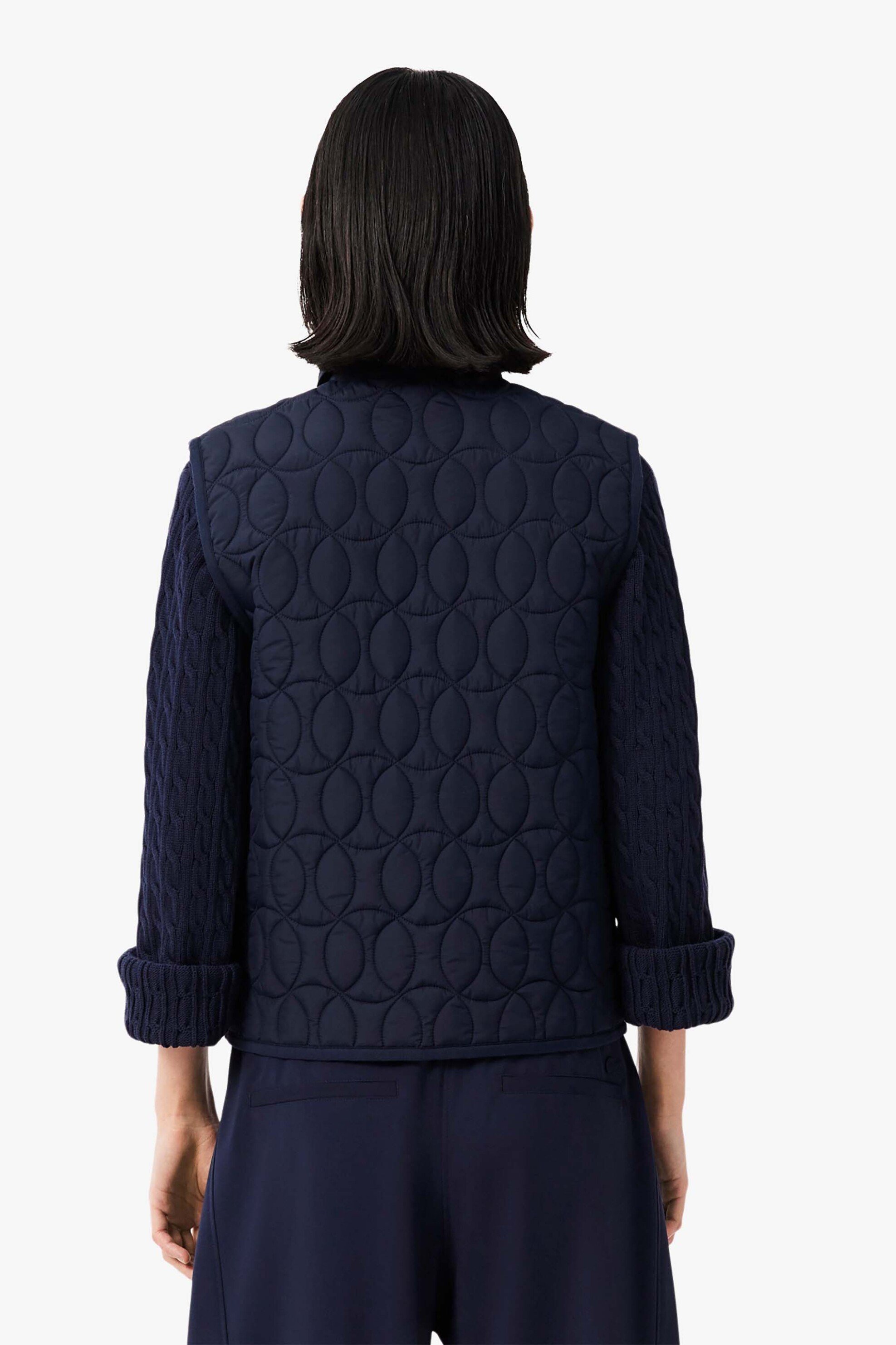 LACOSTE Lacoste γυναικείο αμάνικο μπουφάν αδιάβροχο καπιτονέ με tennis ball motif Regular Fit - BF8450 Μπλε Σκούρο - 4