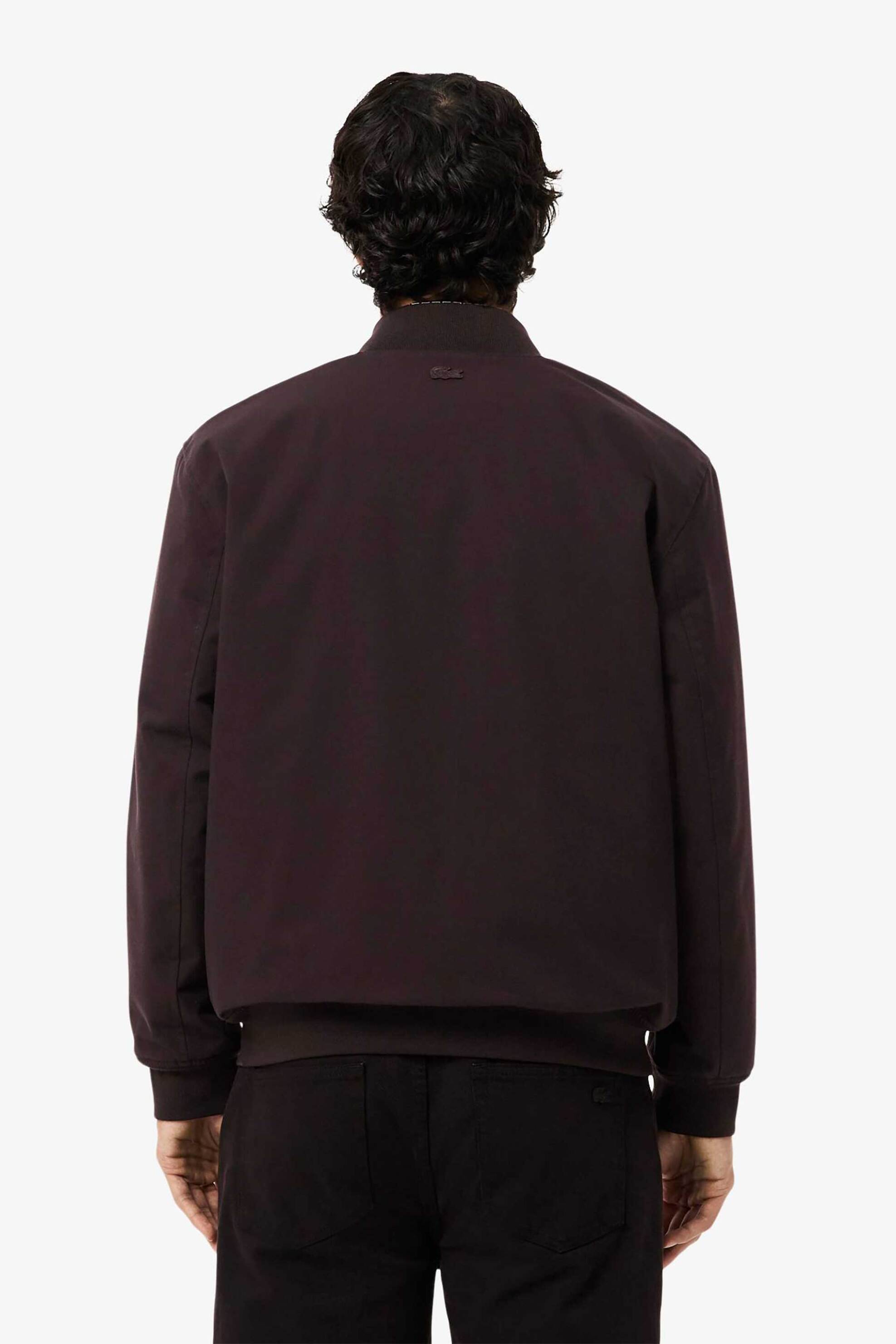 Lacoste Ανδρικό Αδιάβροχο Bomber Jacket με Retro Logo - Bh0724-00 Καφέ Σκούρο