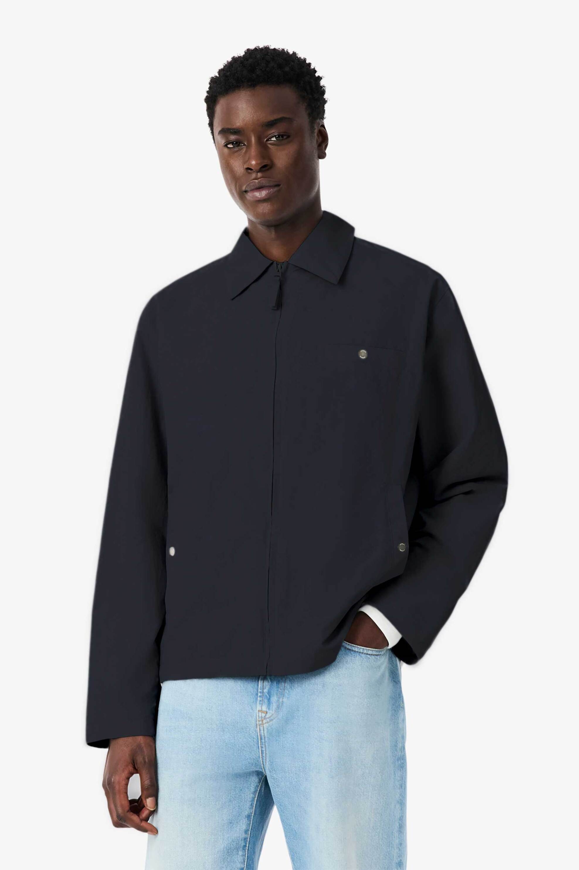Lacoste ανδρικό αδιάβροχο jacket με γιακά - BH1205 Μπλε Σκούρο