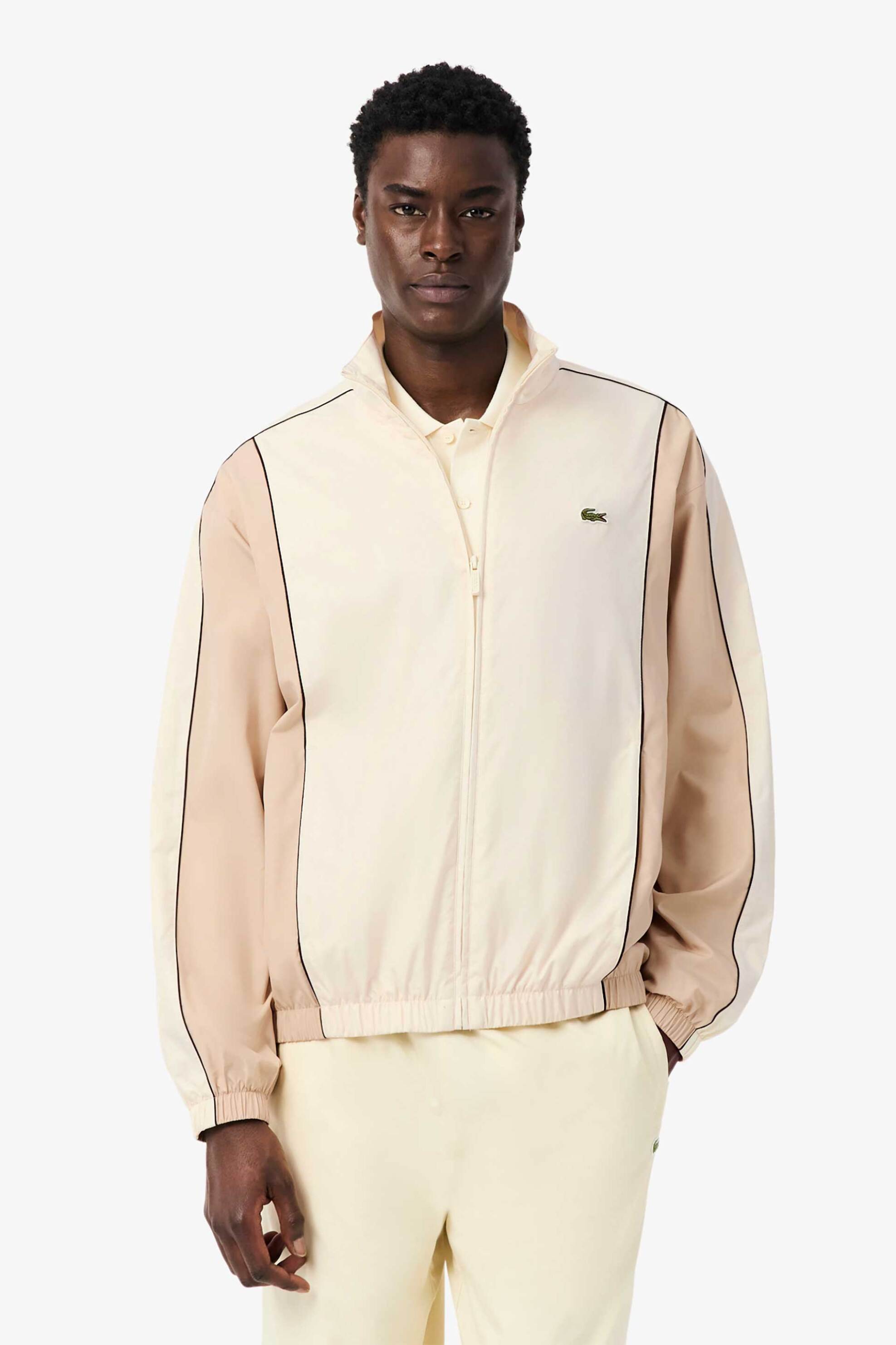 Lacoste ανδρικό αδιάβροχο jacket με διχρωμία και κεντημένο λογότυπο - BH1215 Μπεζ