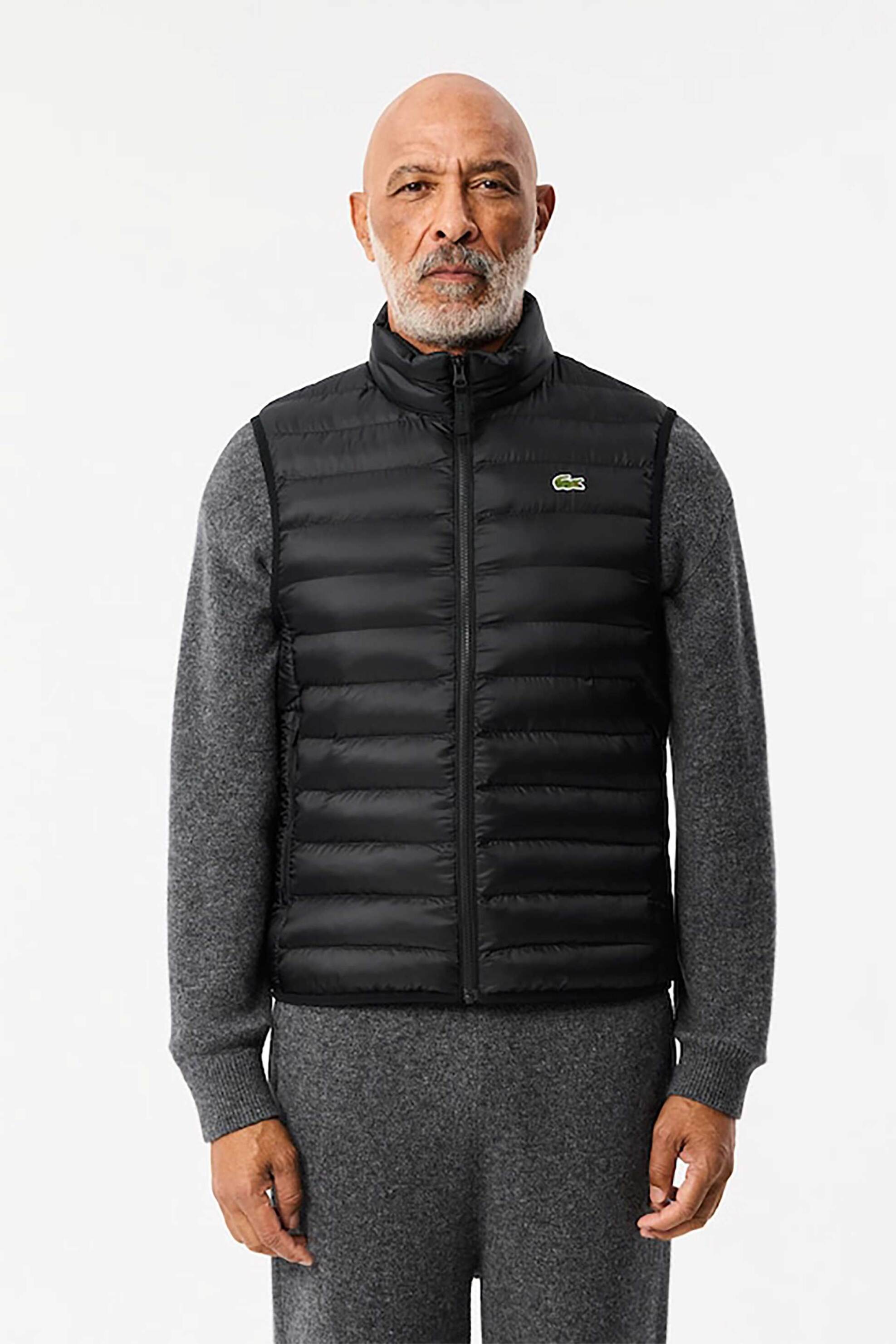 LACOSTE Lacoste ανδρικό αμάνικο μπουφάν αδιάβροχο με καπιτονέ σχέδιο και κεντημένο λογότυπο - BH2886-00 Μαύρο