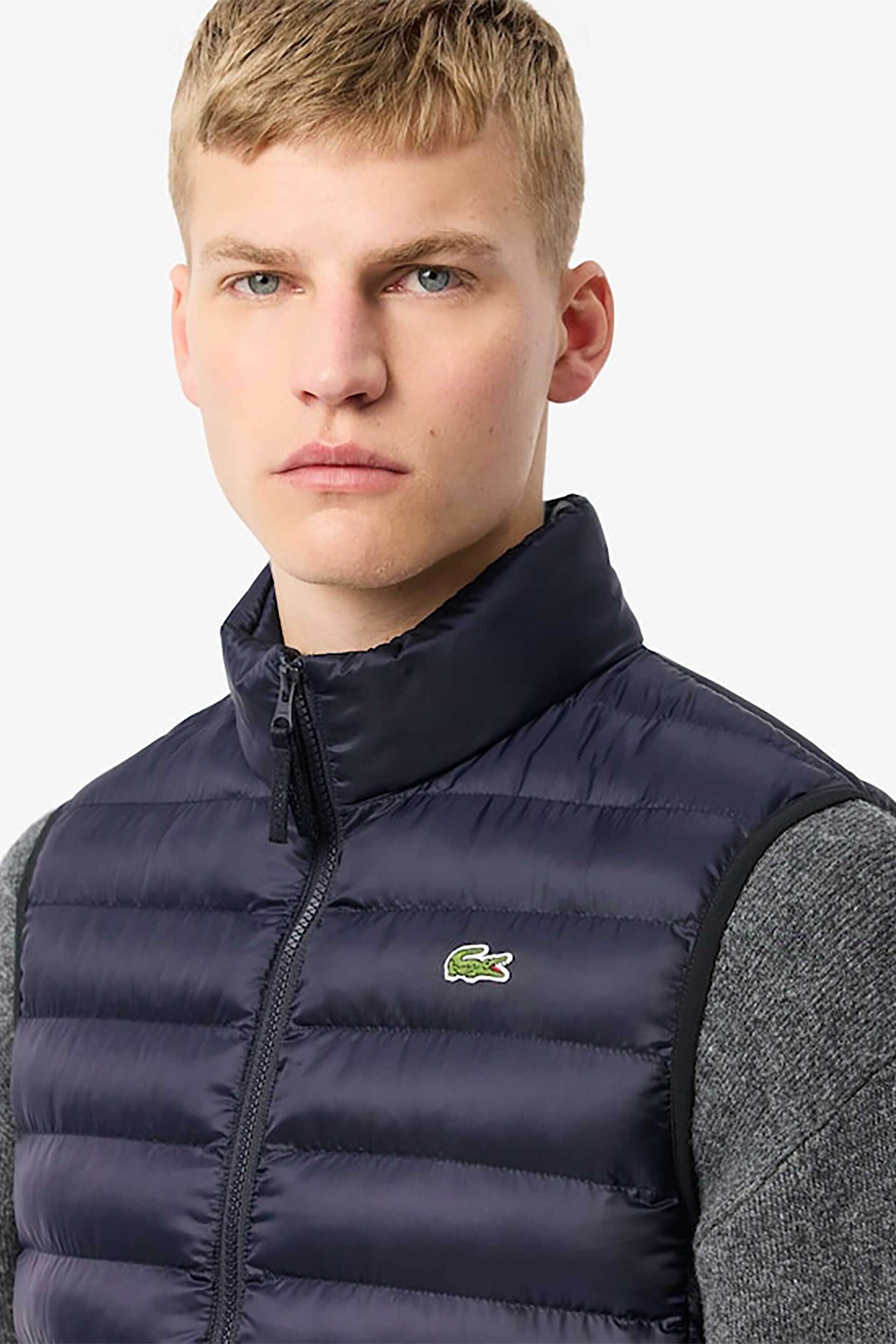 Lacoste ανδρικό αμάνικο μπουφάν αδιάβροχο με καπιτονέ σχέδιο και κεντημένο λογότυπο - BH2886-00 Μπλε Σκούρο φωτογραφία