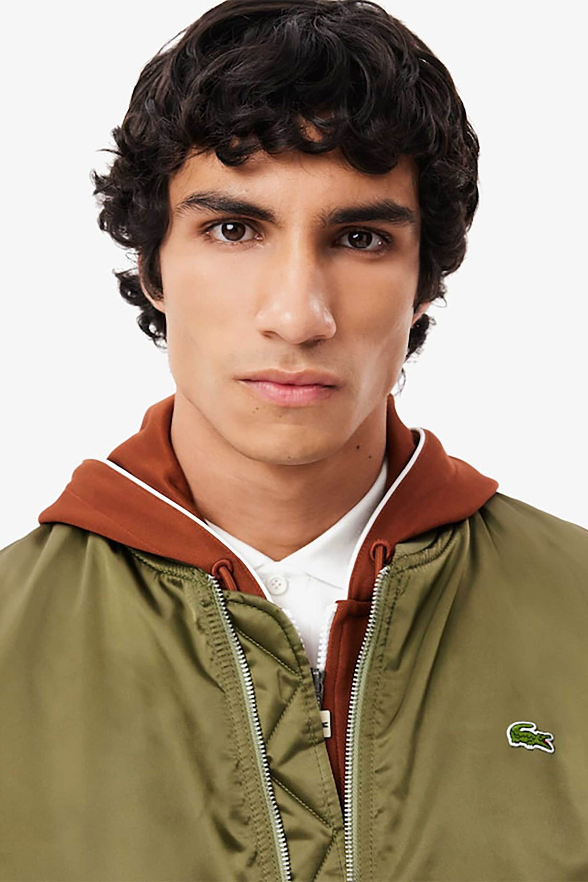Lacoste ανδρικό αδιάβροχο bomber jacket με κεντημένο λογότυπο - BH2899-00 Λαδί φωτογραφία