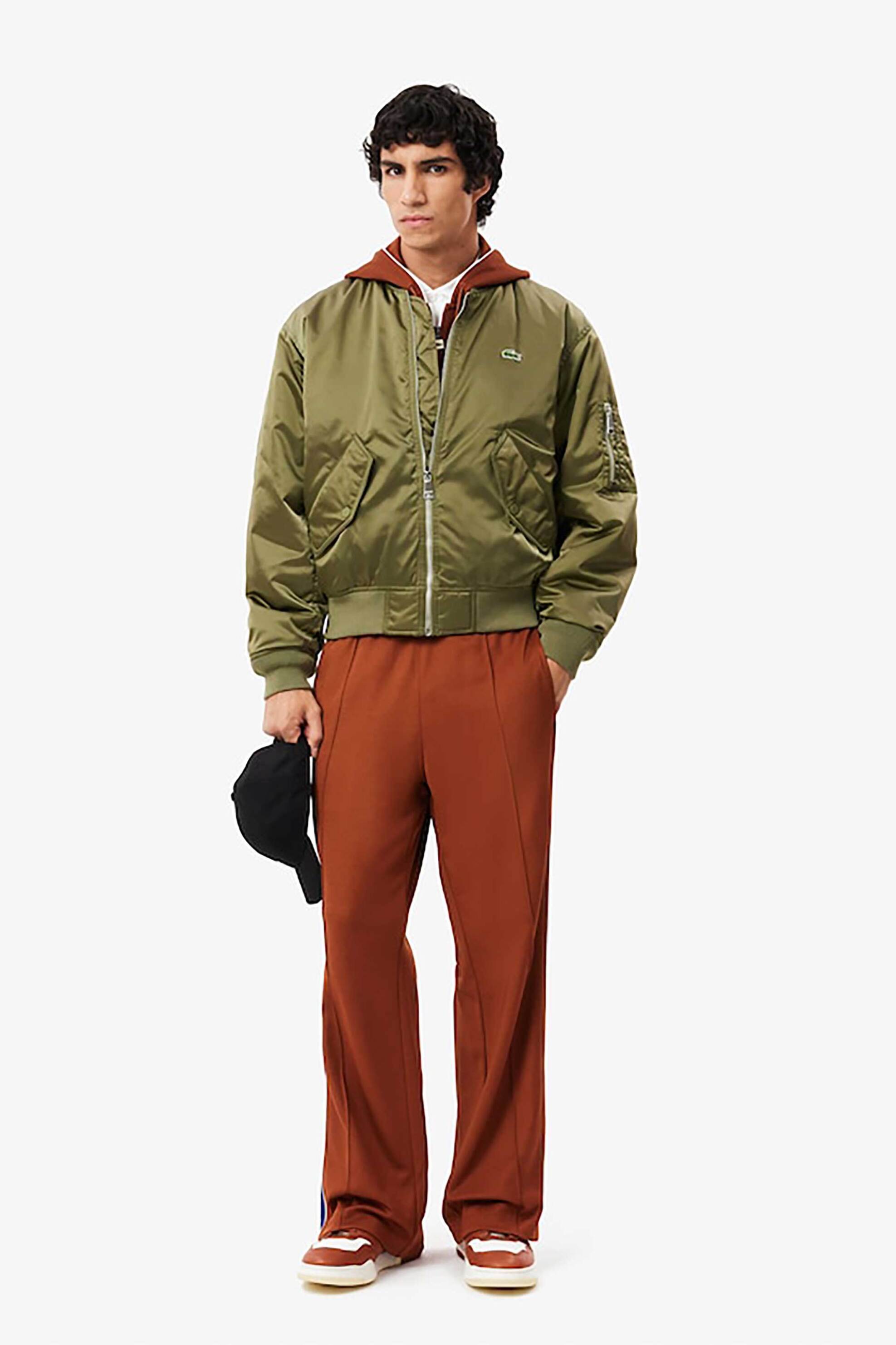 Lacoste ανδρικό αδιάβροχο bomber jacket με κεντημένο λογότυπο - BH2899-00 Λαδί φωτογραφία