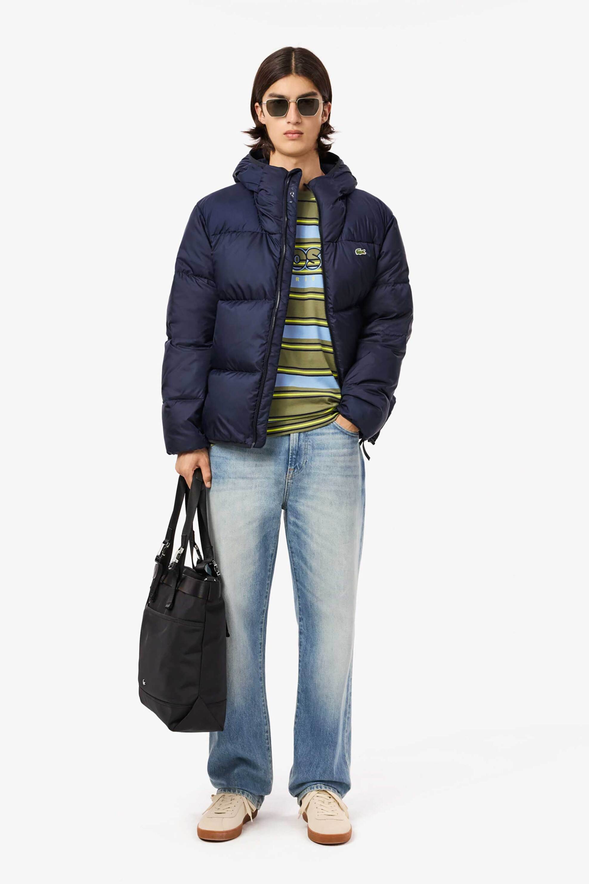 Lacoste ανδρικό αδιάβροχο μπουφάν με κουκούλα και καπιτονέ σχέδιο - BH2905-00 Μπλε Σκούρο φωτογραφία