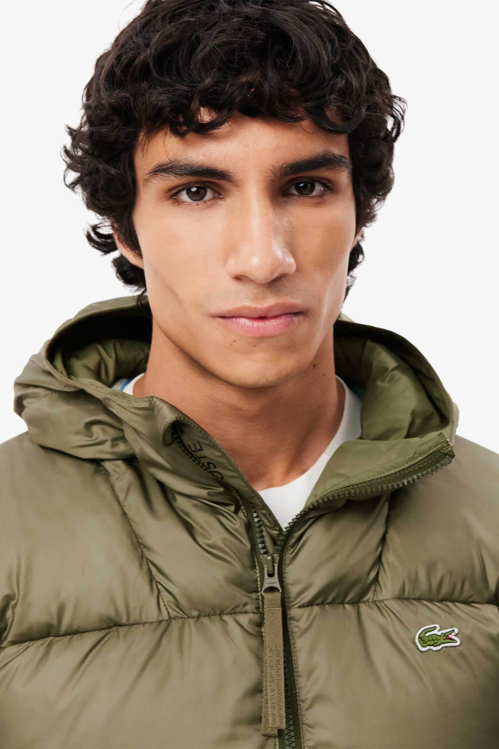 Lacoste ανδρικό αδιάβροχο μπουφάν με κουκούλα και καπιτονέ σχέδιο - BH2905-00 Λαδί φωτογραφία