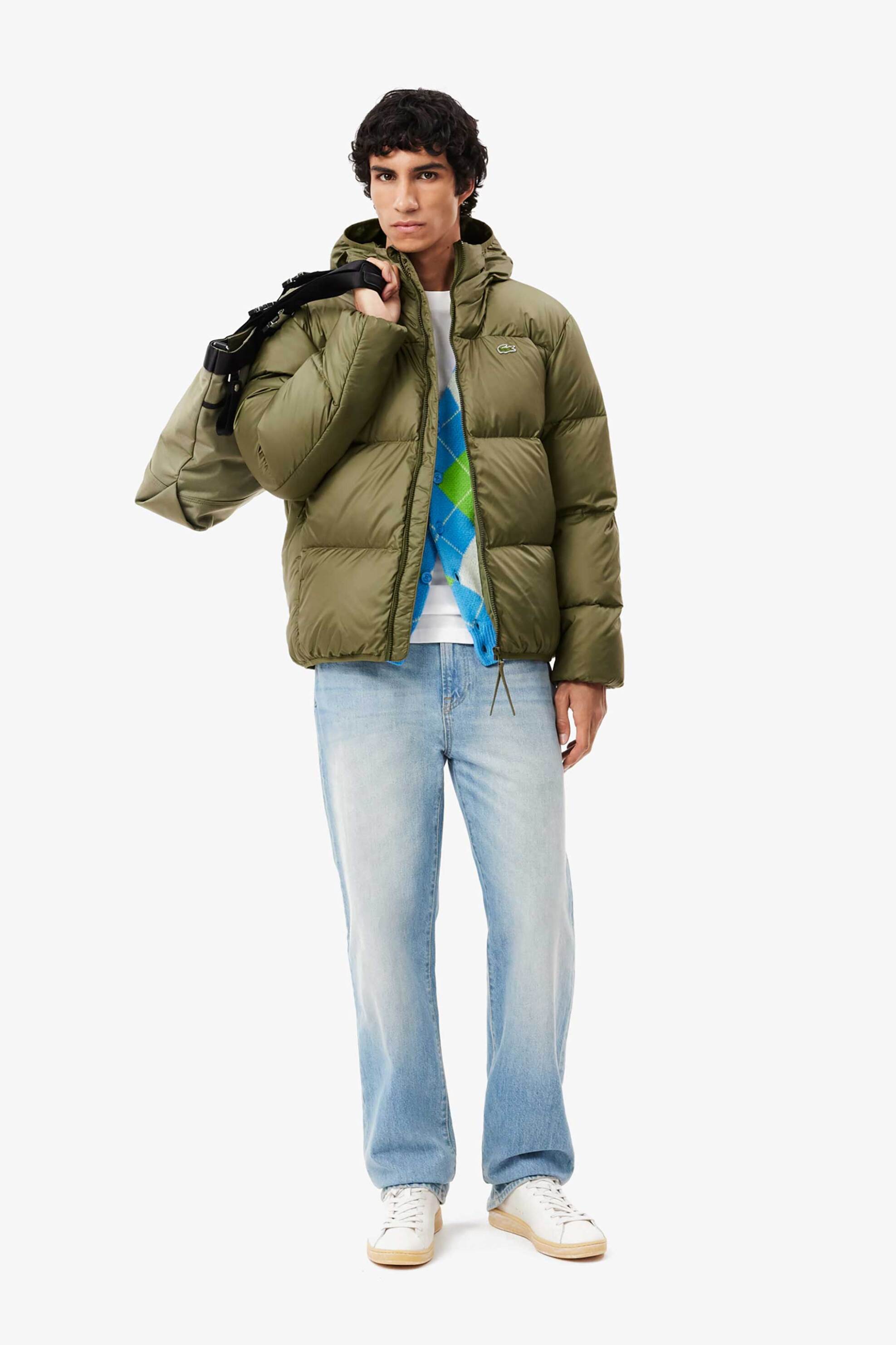 Lacoste ανδρικό αδιάβροχο μπουφάν με κουκούλα και καπιτονέ σχέδιο - BH2905-00 Λαδί φωτογραφία