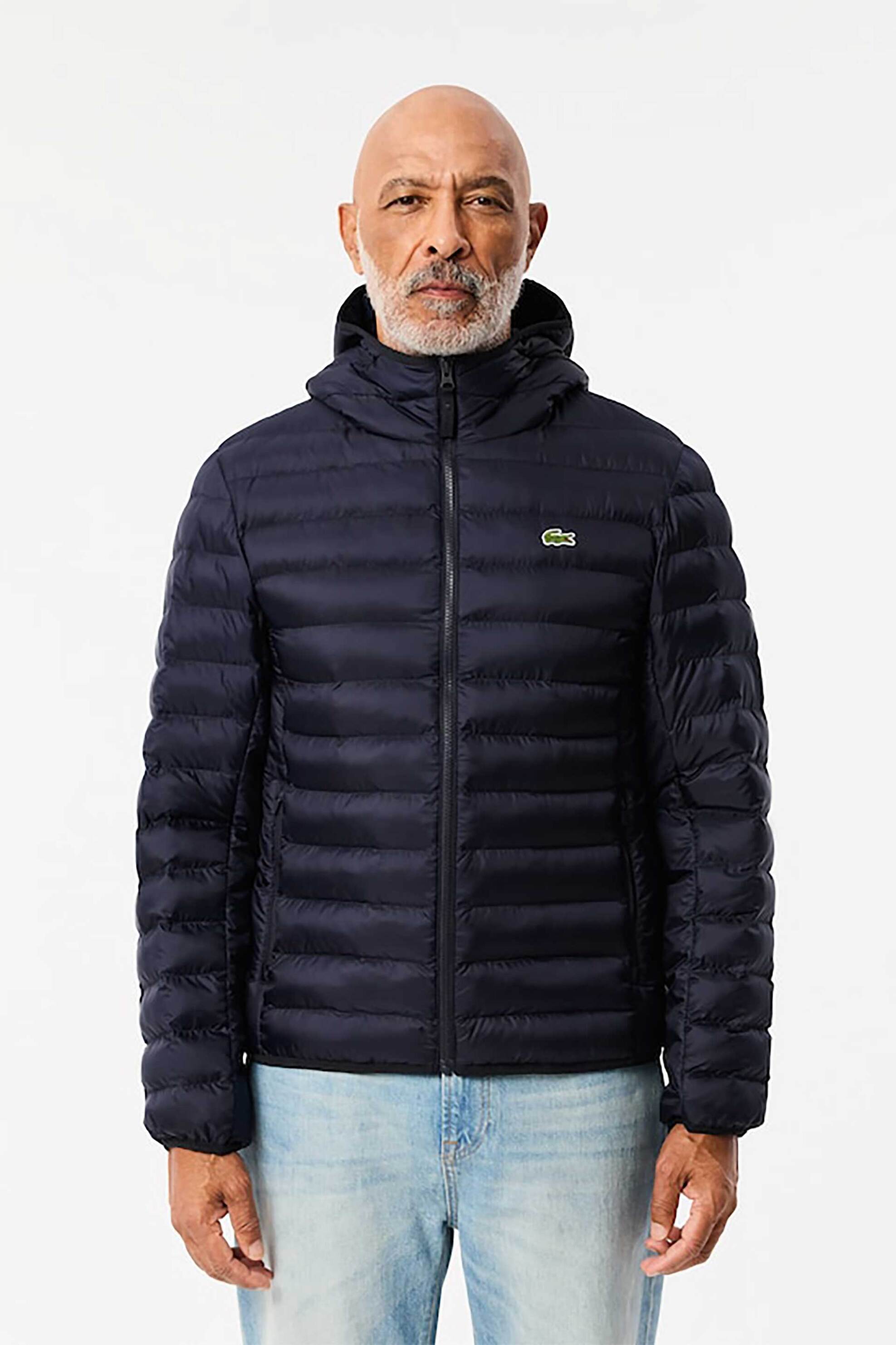 Lacoste ανδρικό αδιάβροχο μπουφάν με κουκούλα, καπιτονέ σχέδιο και κεντημένο λογότυπο - BH2909-00 Μπλε Σκούρο